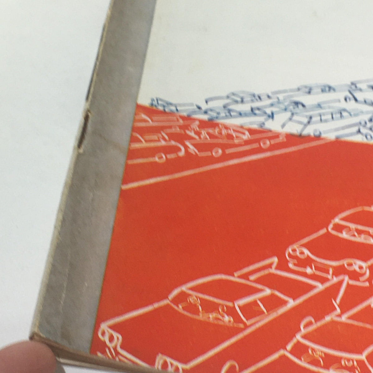 Detailed view of The New Yorker July 4 1959 magazine cover highlighting the vibrant red and blue design with cars in traffic.