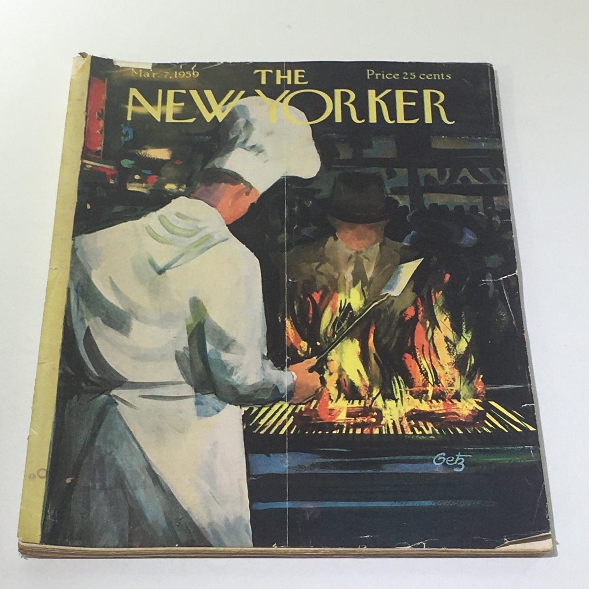 Cover of The New Yorker: March 7, 1959, featuring artwork by Arthur Getz depicting a chef at a grill.