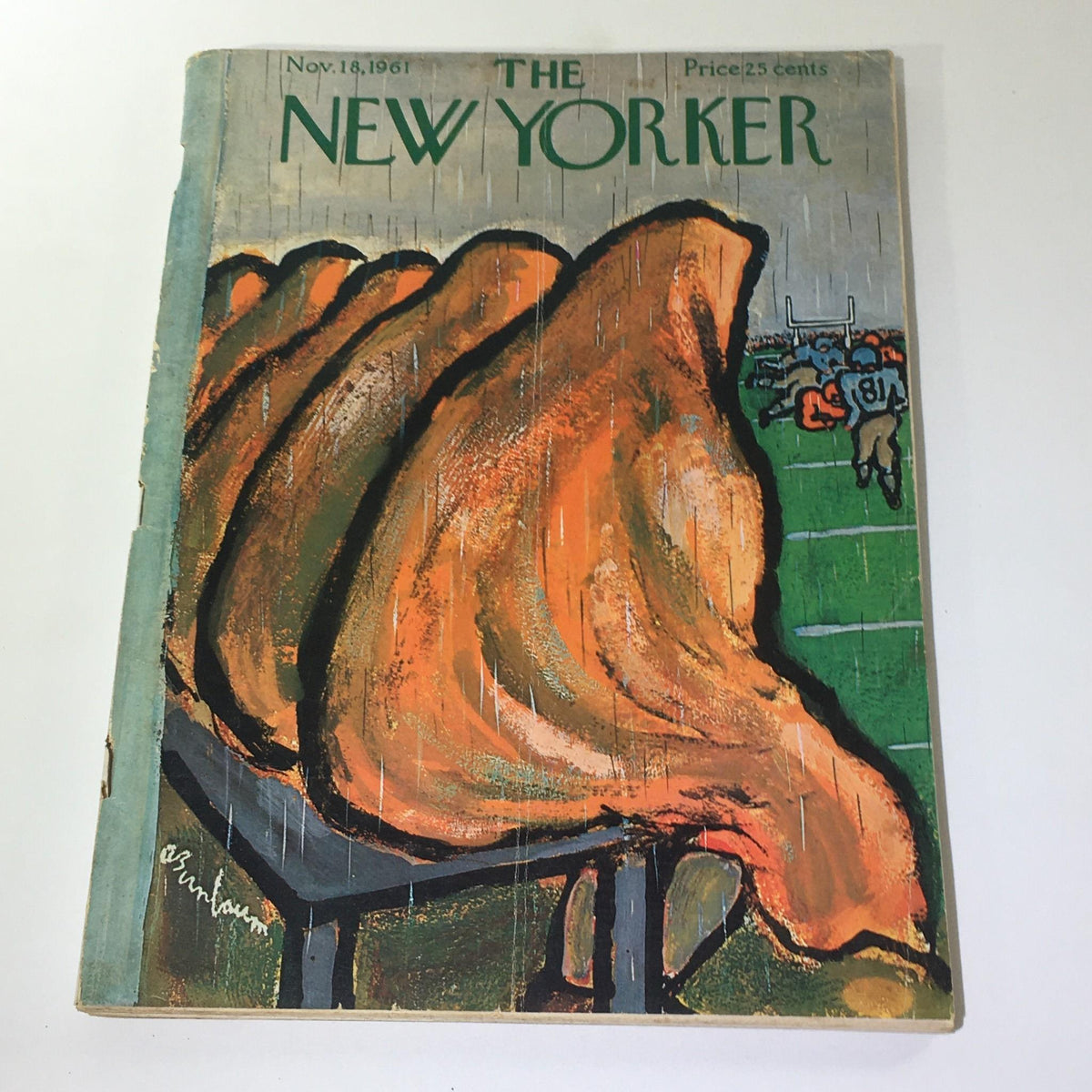 The New Yorker: November 18 1958 Full Magazine with a theme cover by Abe Birnbaum featuring vibrant colors and artistic design, showcasing historical design elements from the late 1950s.