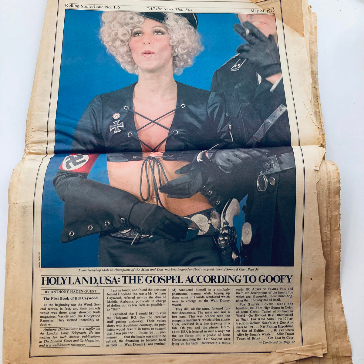 Vintage Rolling Stone Magazine May 24 1973 Issue 135 displaying a colorful editorial photograph with a model styled in retro outfit during the 70s.