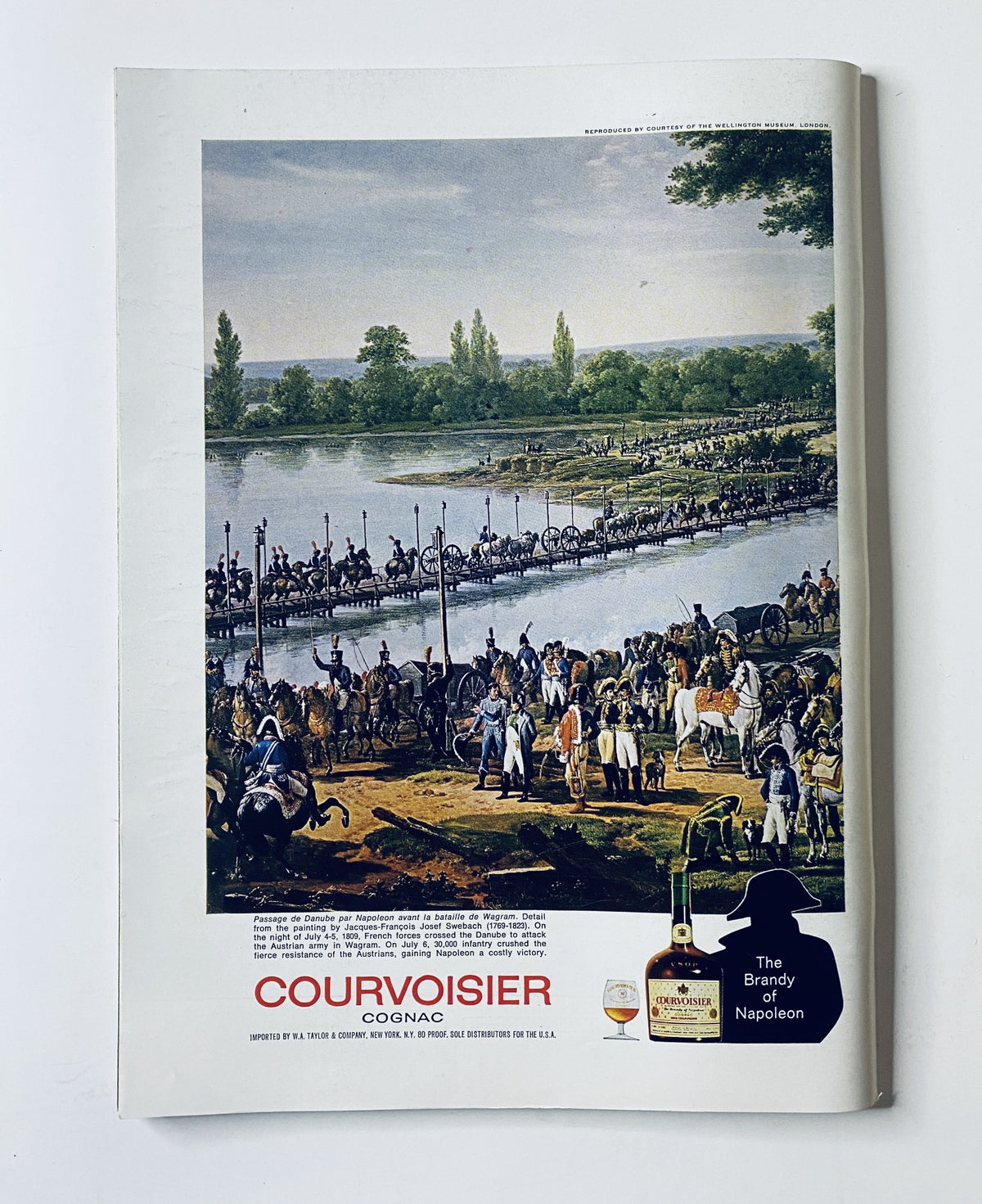 Advertisement page from The New Yorker Magazine March 22, 1969 featuring Courvoisier Cognac with an artistic rendition of a historical scene, displaying branding details prominently.