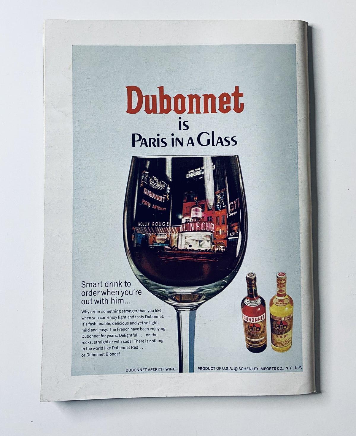 Back cover of The New Yorker Magazine September 21, 1968 featuring an advertisement for Dubonnet wine with a visually appealing glass design and branding message.