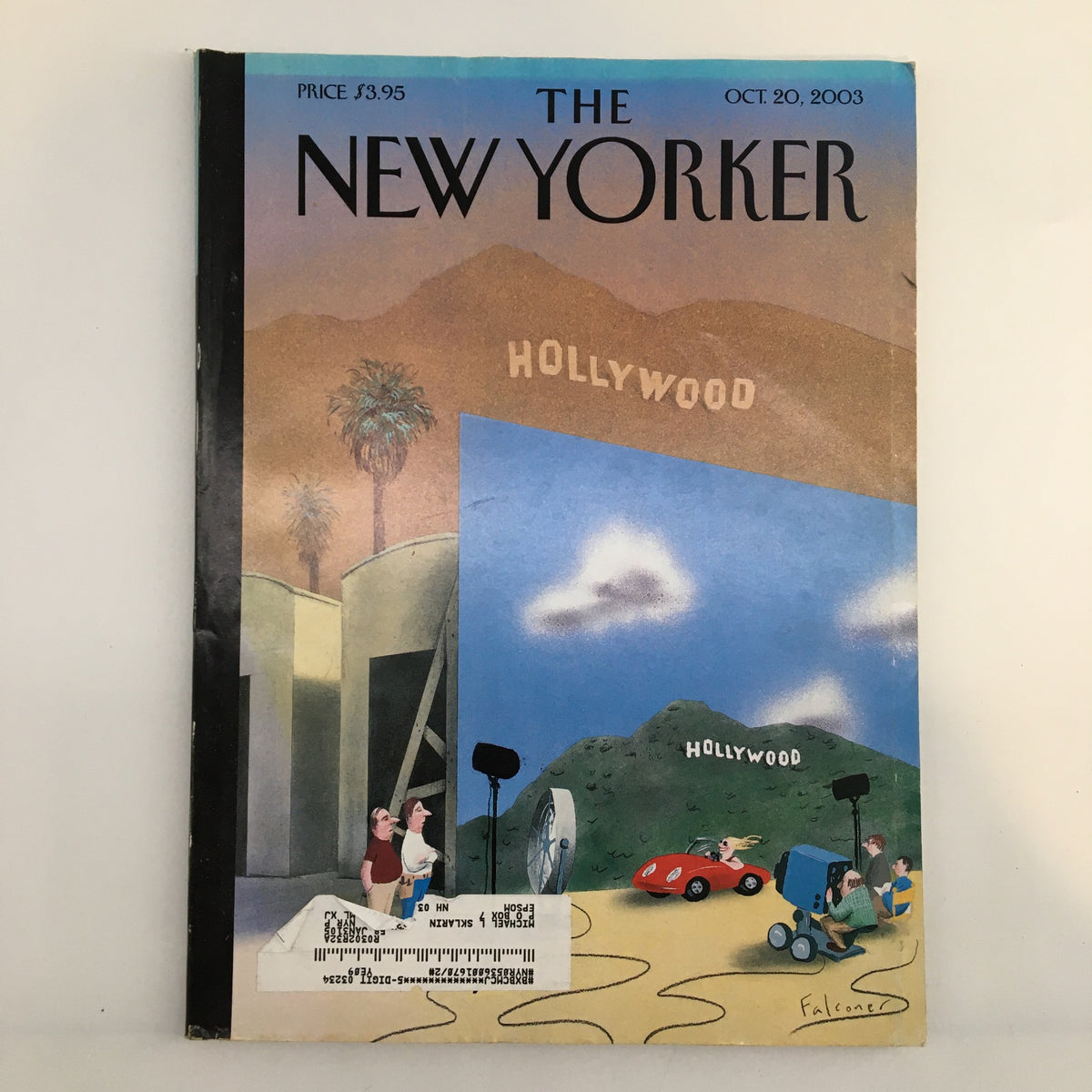 The New Yorker Full Magazine October 20 2003 The Illusion by Ian Falconer showcasing a colorful cover illustration featuring Hollywood themes.