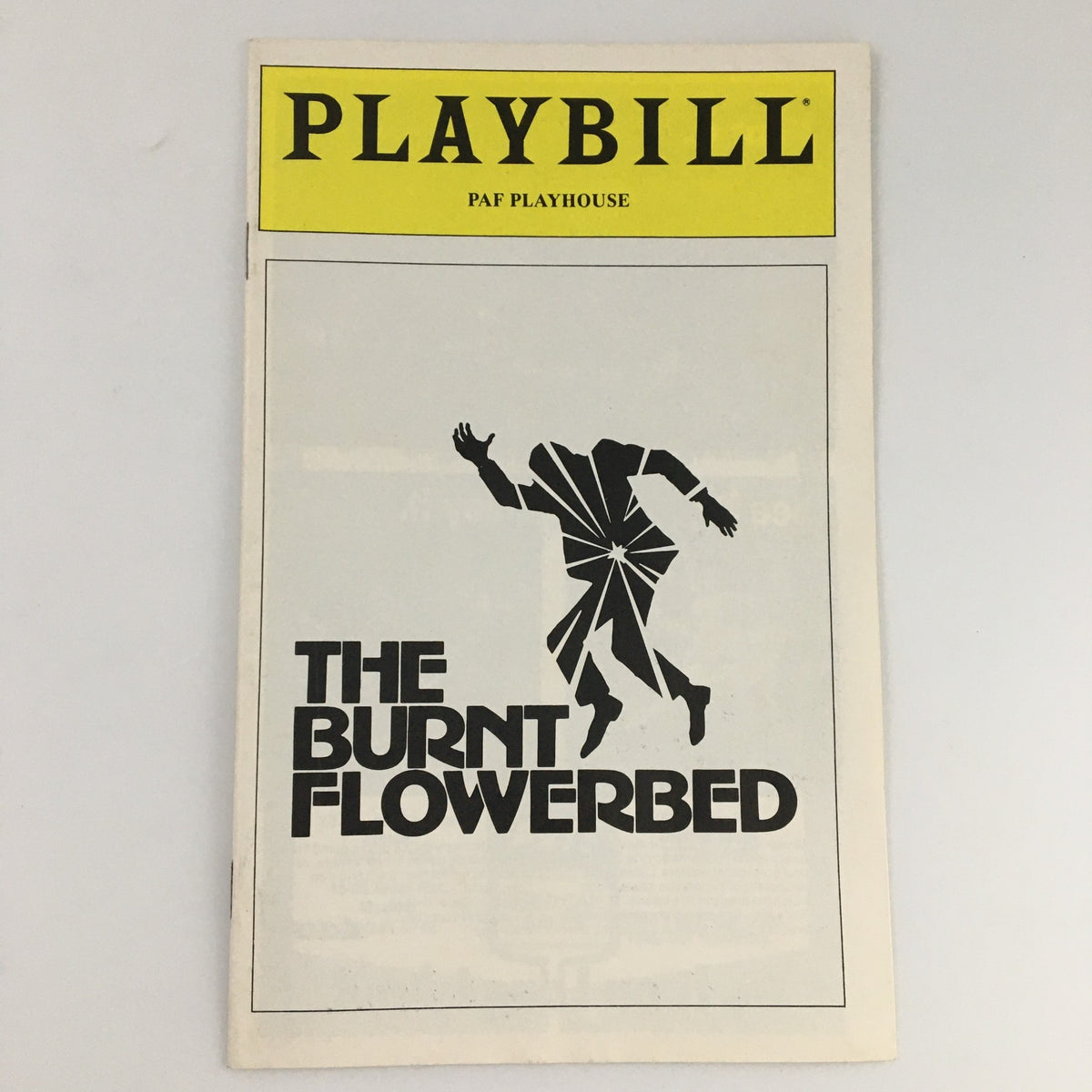 1980 Playbill from PAF Playhouse for 'The Burnt Flowerbed', showcasing a striking cover design.