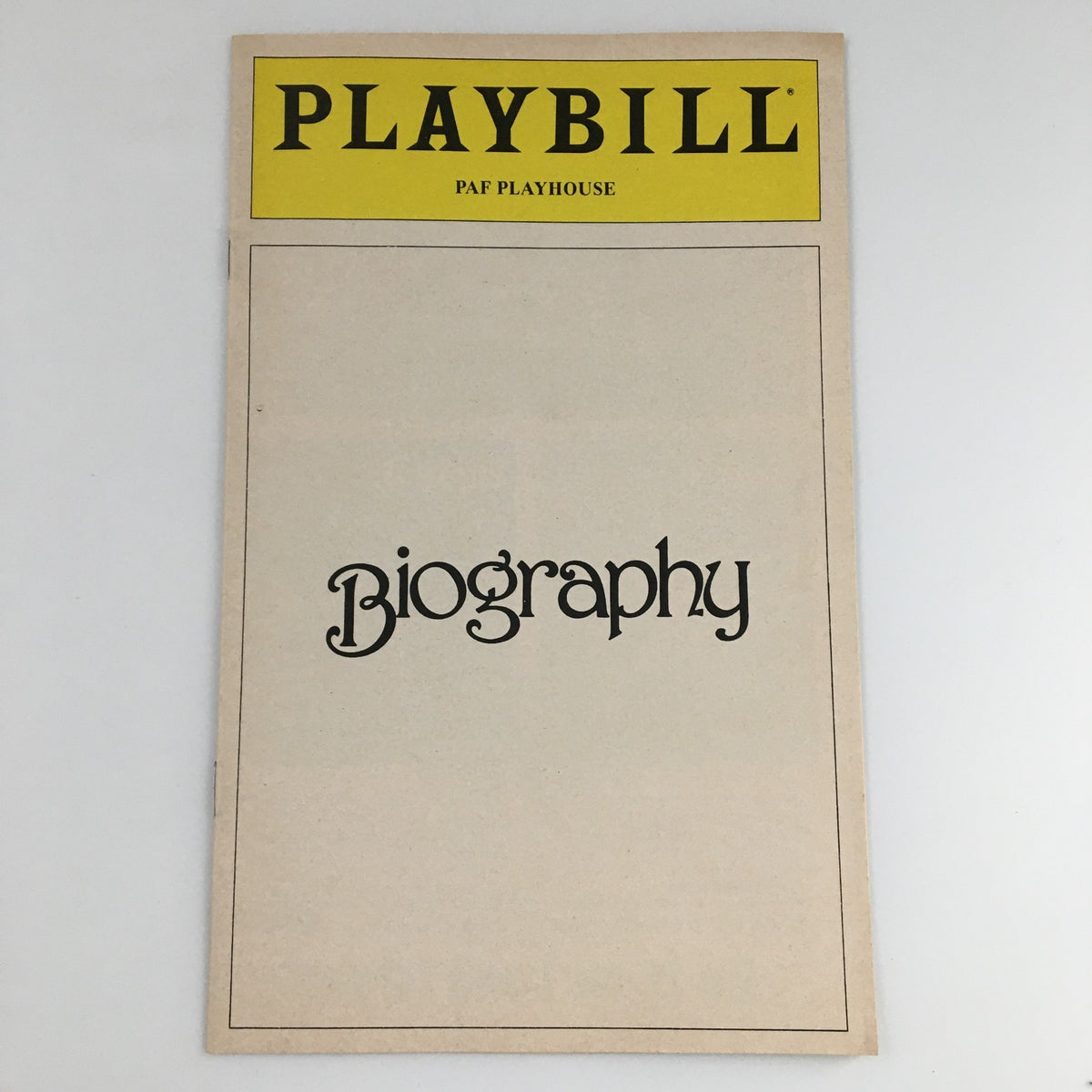 1980 Playbill PAF Playhouse 'Biography' featuring a vintage design with the title prominently displayed.