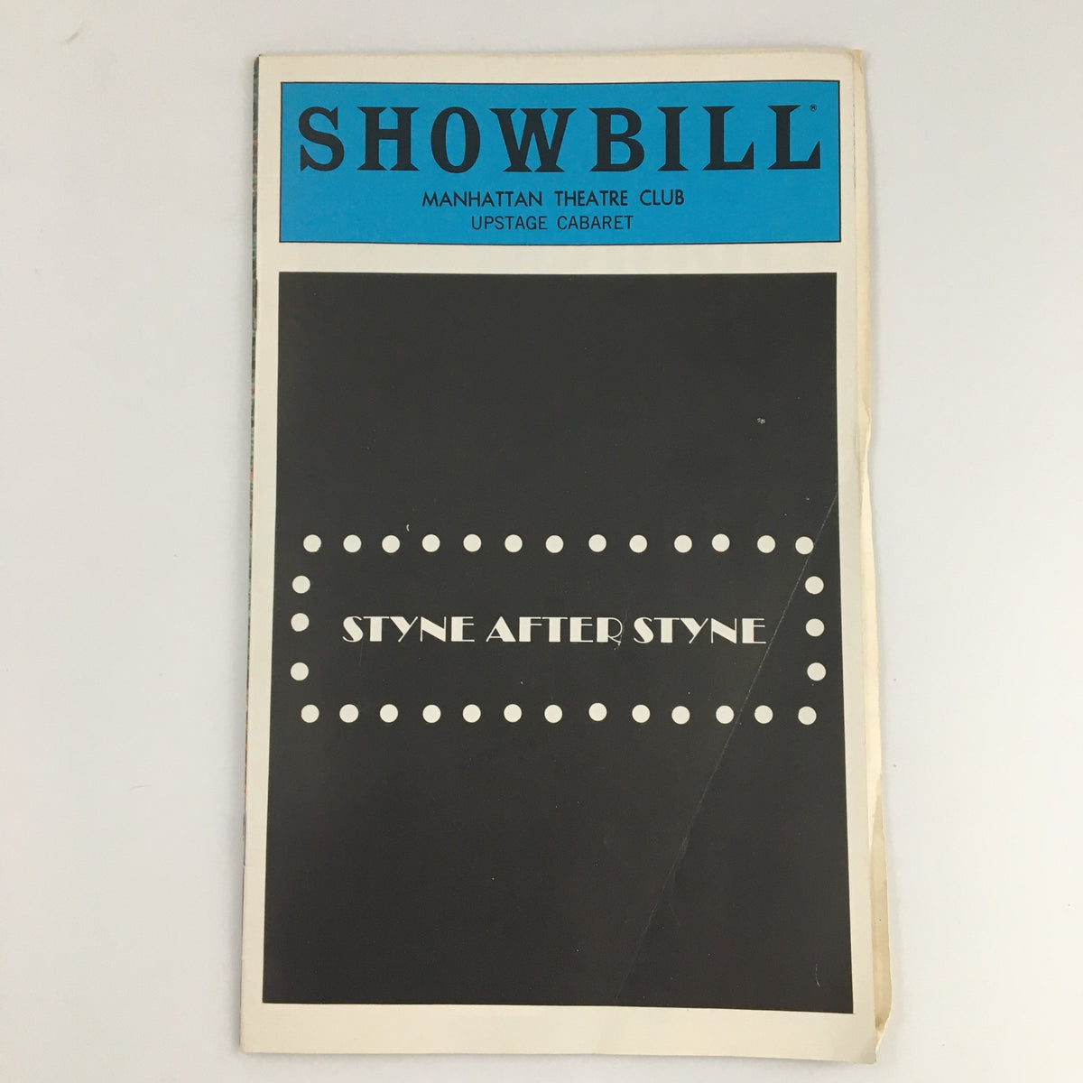1980 Showbill for 'Styne After Styne' at the Manhattan Theatre Club, featuring a black and blue design with bold text.