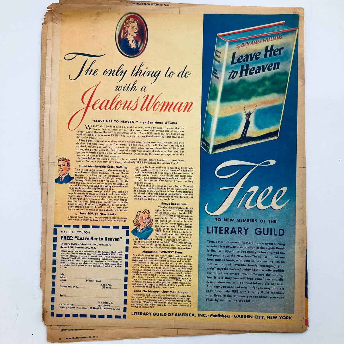 Parade Newspaper Magazine WA Post September 10 1944 Ready for School No Label