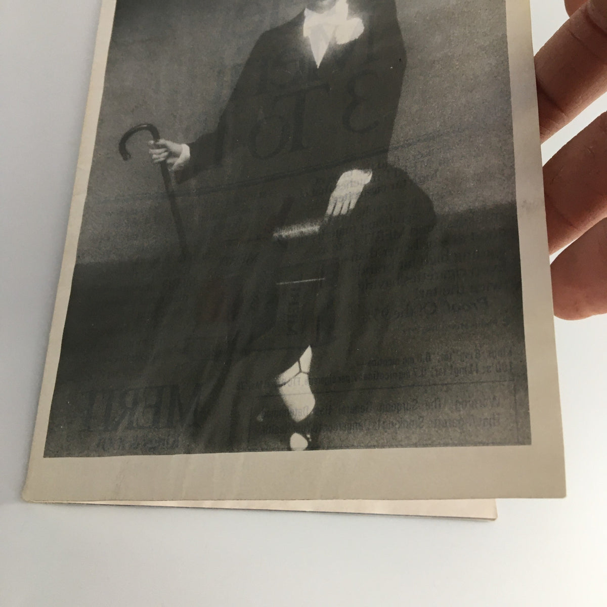 Close-up of the 1979 Showbill Manhattan Theatre Club 'Upstage Cabaret', showing a woman in formal attire holding a cane.