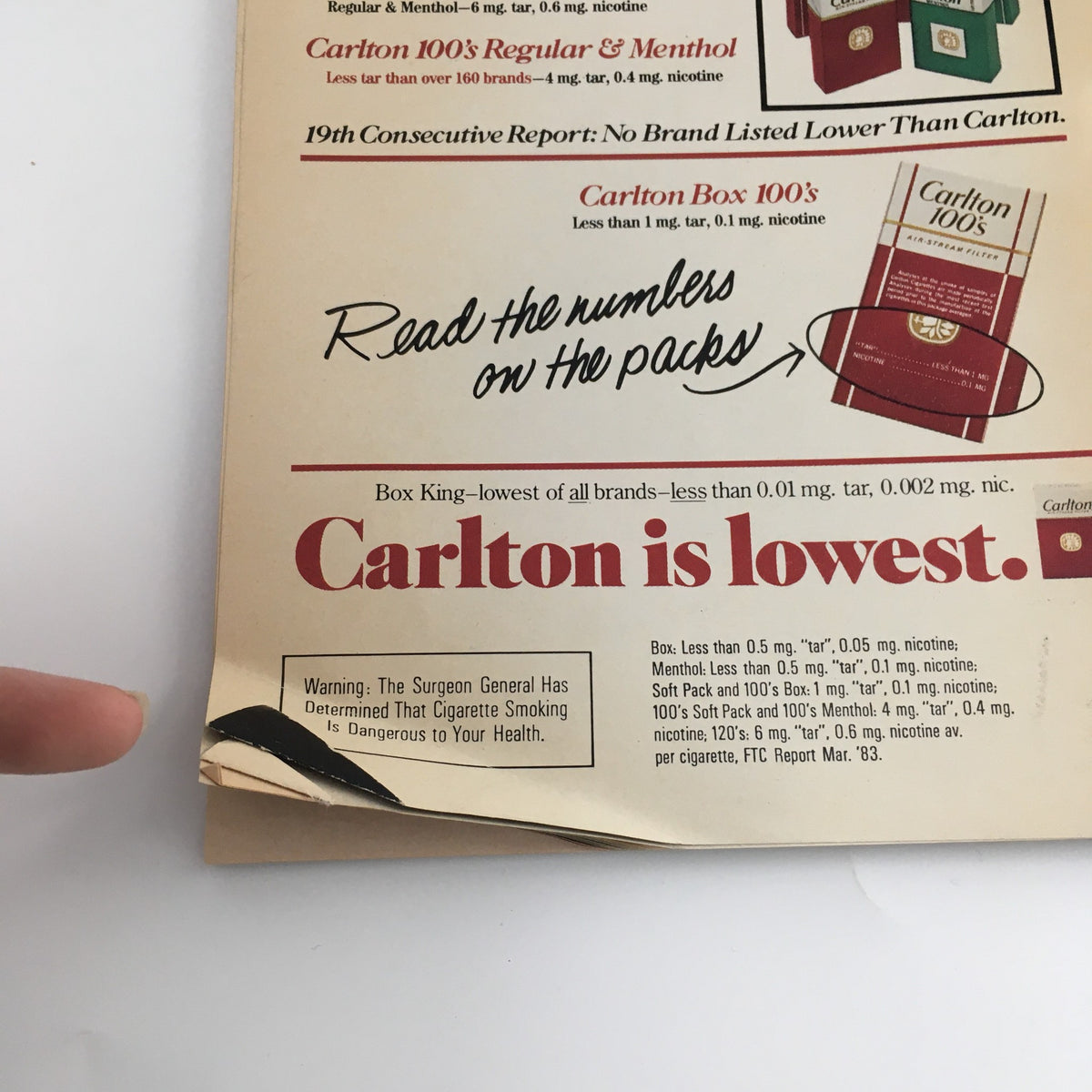 Back cover of the 1986 Playbill from Ethel Barrymore Theatre's 'Baby', featuring cigarette advertisement and health warnings on cigarette packs.