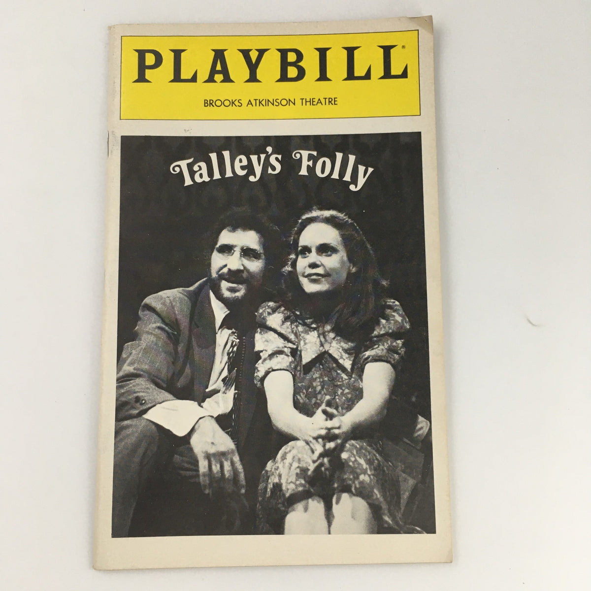 1980 Playbill for Talley's Folly featuring Judd Hirsch and Trish Hawkins at the Brooks Atkinson Theatre, showcasing vintage black and white cover art.