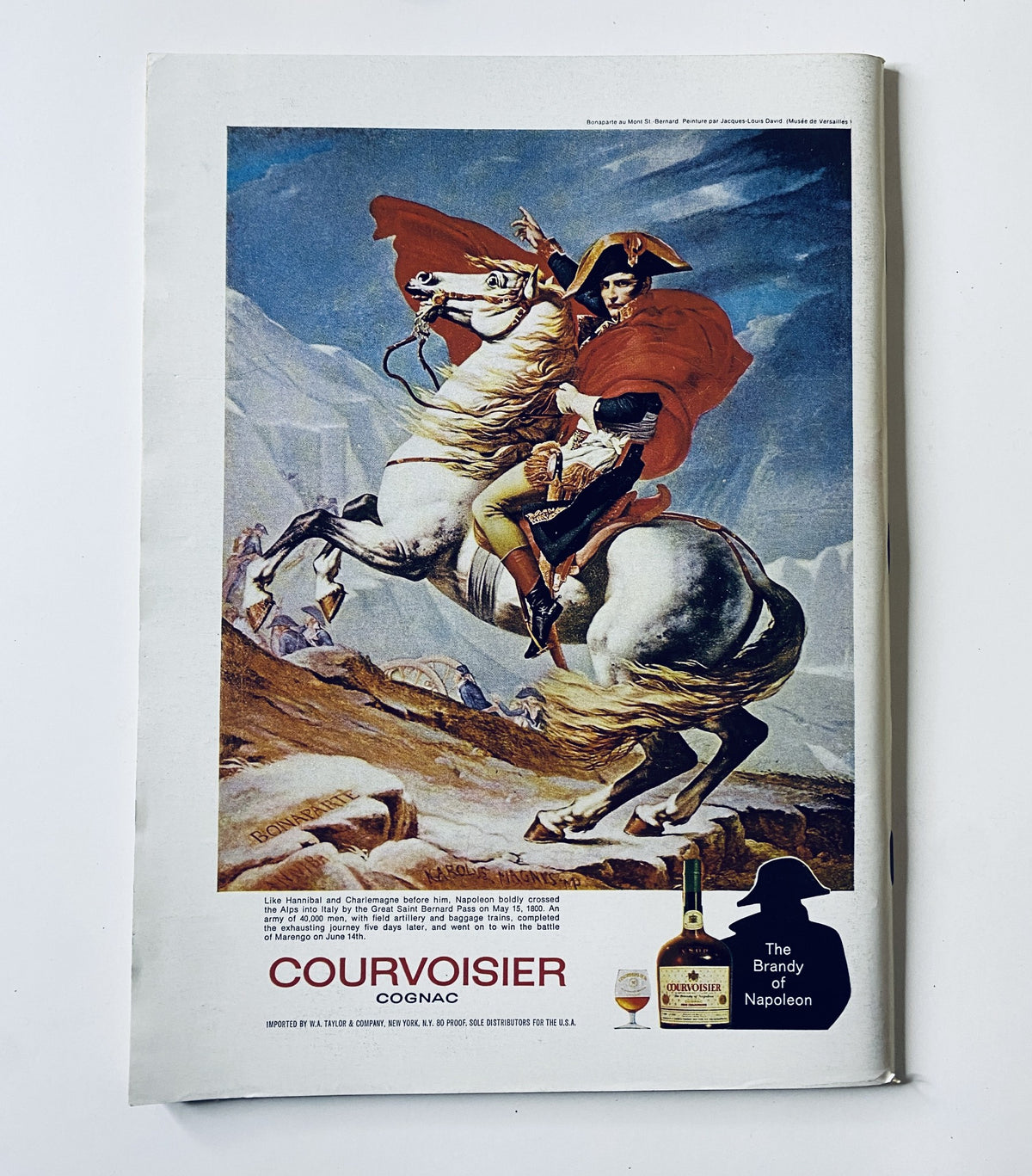 The New Yorker Magazine September 12, 1970 cover featuring an illustration by Charles Martin of Napoleon on horseback, alongside a Courvoisier cognac advertisement. This vintage magazine is in very good condition with light edge wear.