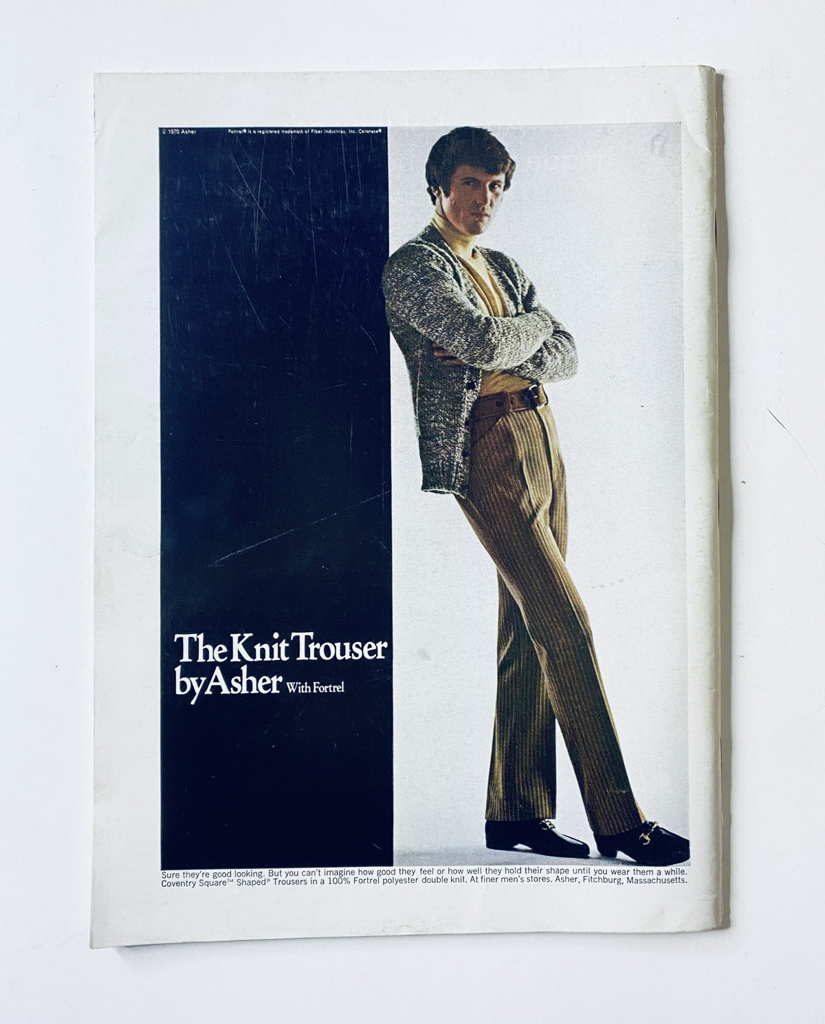 Back cover of The New Yorker Magazine September 5, 1970, featuring an advertisement for 'The Knit Trouser by Asher', showcasing a model in stylish attire.