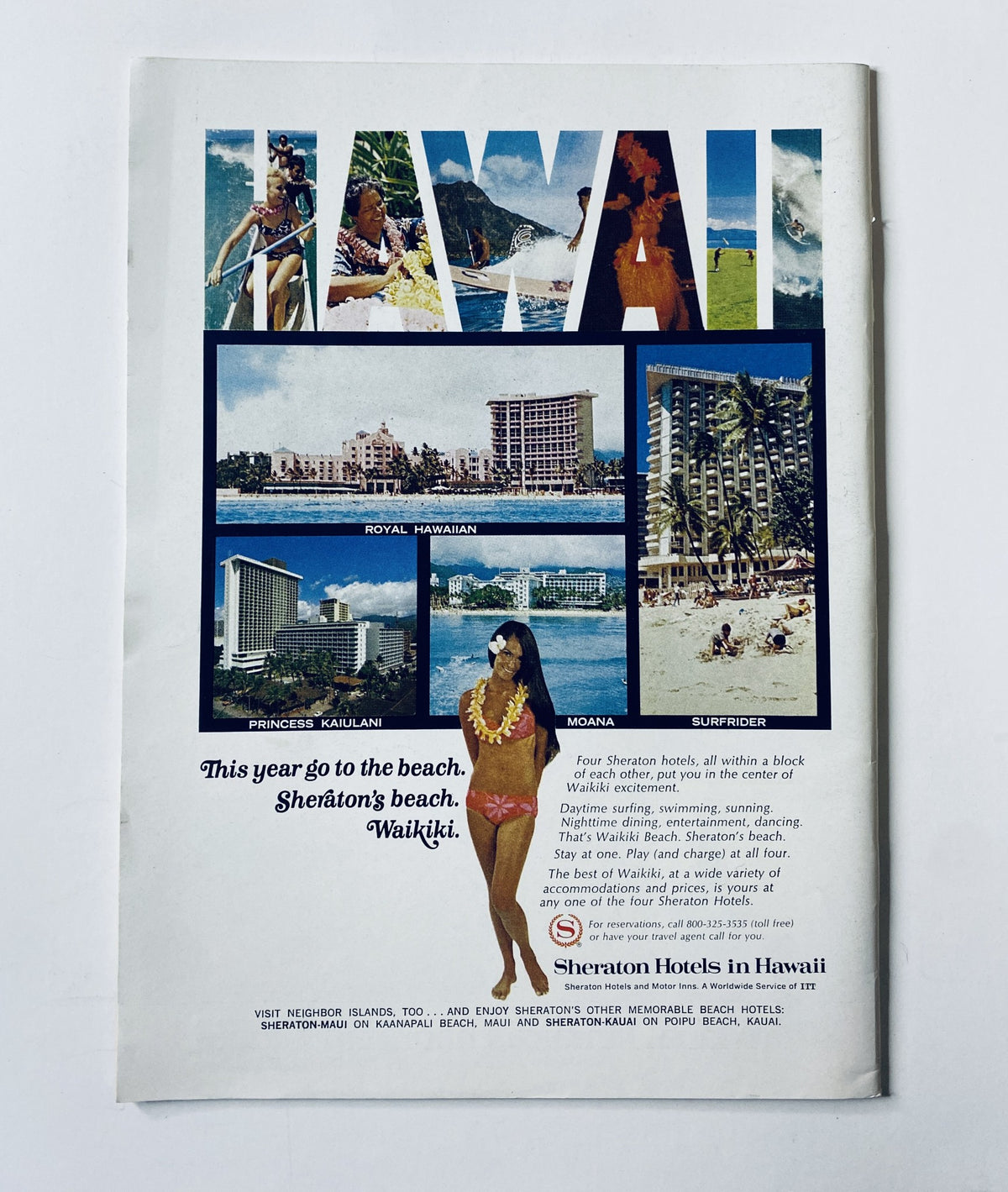 Advertisement for Sheraton Hotels in Hawaii featured in The New Yorker Magazine January 2, 1971, highlighting vacation destinations and beach resorts.