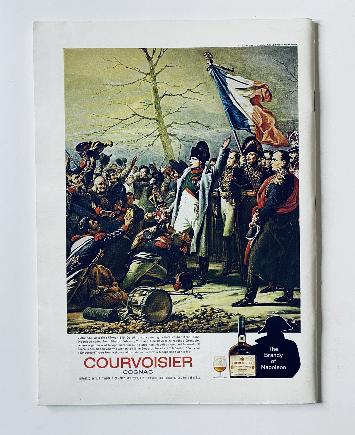 The New Yorker Magazine October 2, 1971 includes an advertisement for Courvoisier Cognac, depicting a historical scene with Napoleon and followers, emphasizing the brand as 'The Brandy of Napoleon'.