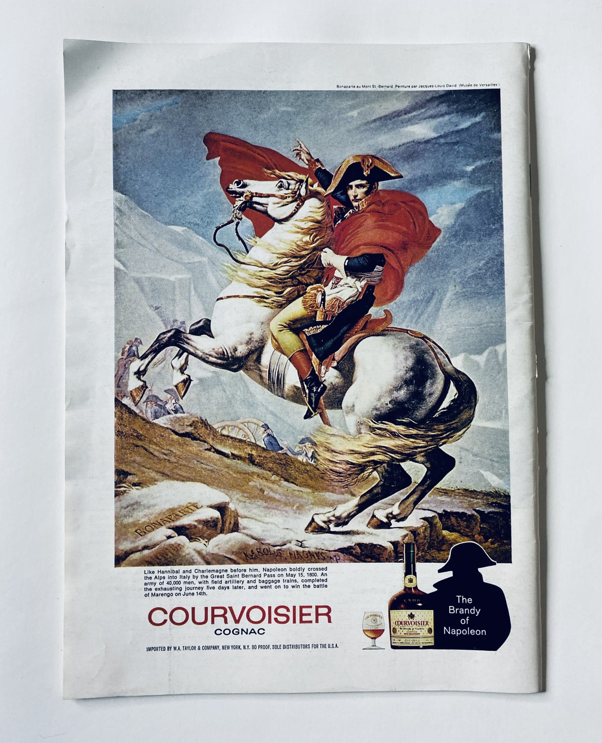 Advertisement page in The New Yorker Magazine December 25, 1971 for Courvoisier Cognac featuring a painting of Napoleon on horseback.
