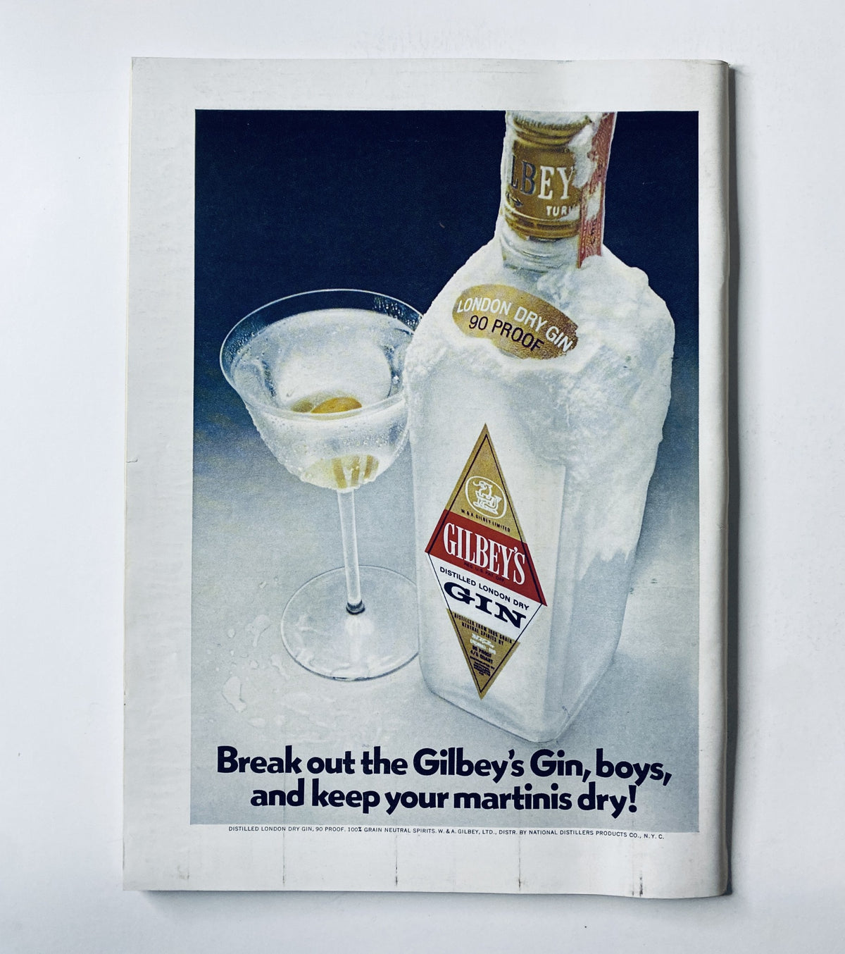 Advertisement page from The New Yorker Magazine March 25, 1972 featuring Gilbey's Gin, promoting the product alongside a glass of martini, showcasing a classic vintage advertisement style.