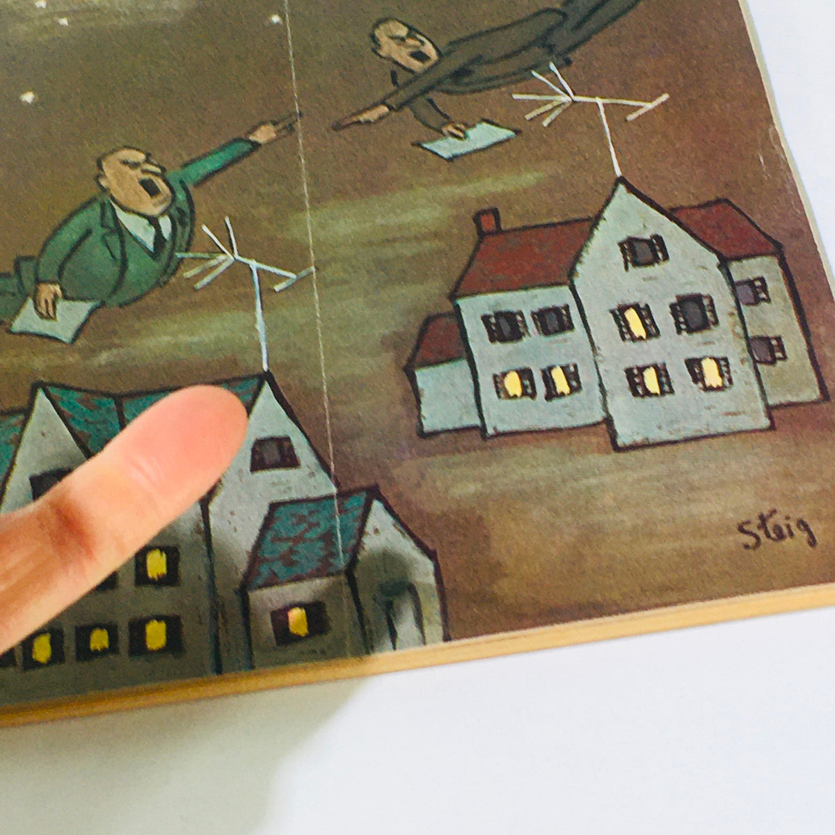 The New Yorker: October 22 1960 Full Magazine cover illustrated by William Steig, featuring a whimsical scene with characters in the air over a town, showcasing Steig's unique artistic style.