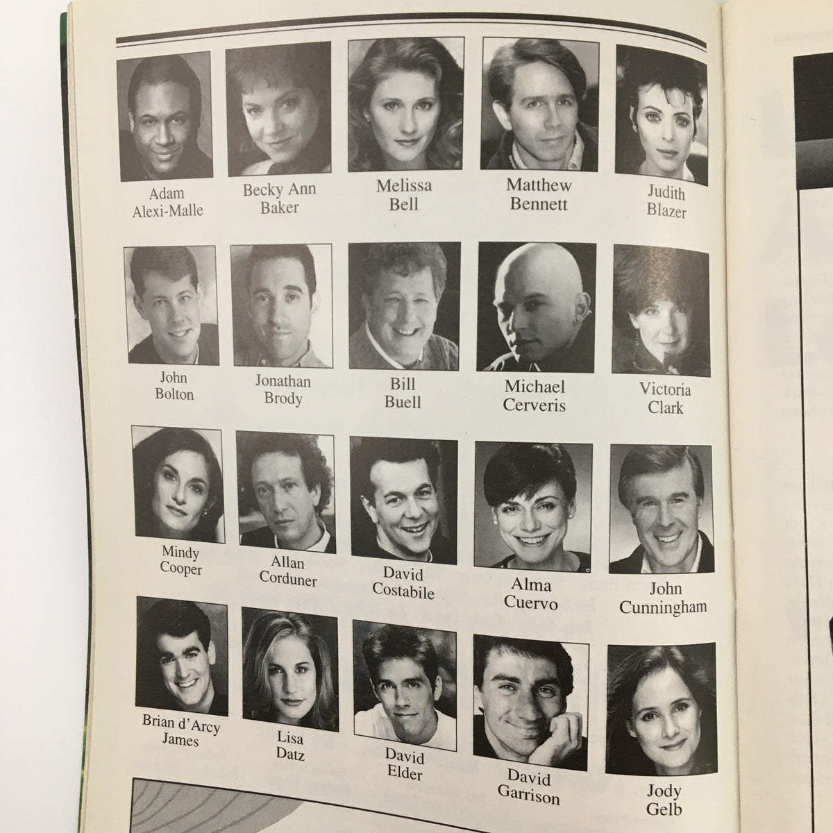 1997 Playbill Lunt-Fontanne Theatre 'Titanic' featuring headshots and names of the cast members, including Melissa Bell and Matthew Bennett.