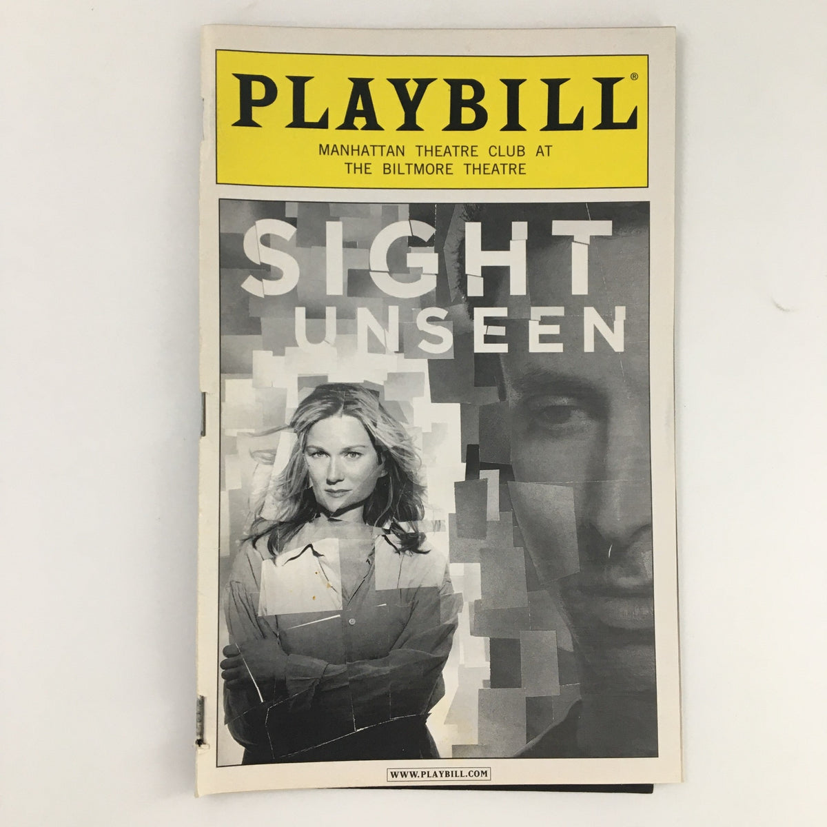 2004 Playbill for 'Sight Unseen' at The Biltmore Theatre featuring a black and white cover image of Laura Linney.