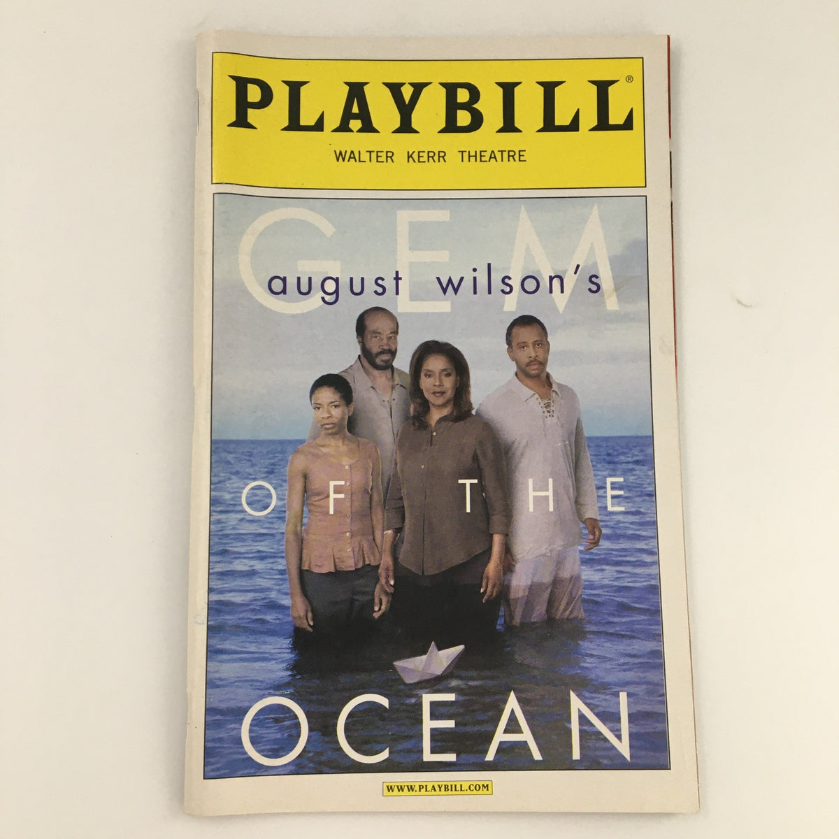 2004 Playbill for 'August Wilson's Gem of the Ocean' at Walter Kerr Theatre featuring illustrated cover with cast standing in water.