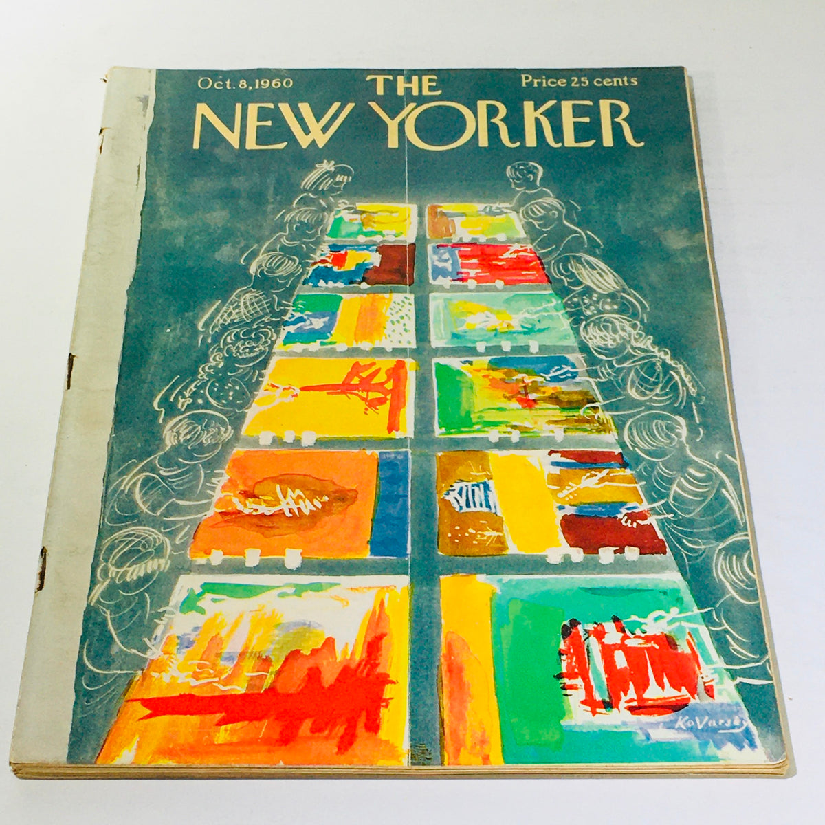 Cover of The New Yorker: October 8 1960 featuring artwork by Anatol Kovarsky, showcasing a vibrant array of colors and abstract designs.