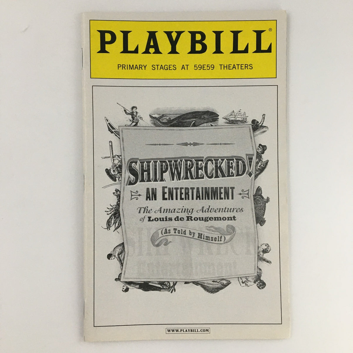 2009 Playbill for 'Shipwrecked' at 59E59 Theaters featuring the title and imagery related to the show.