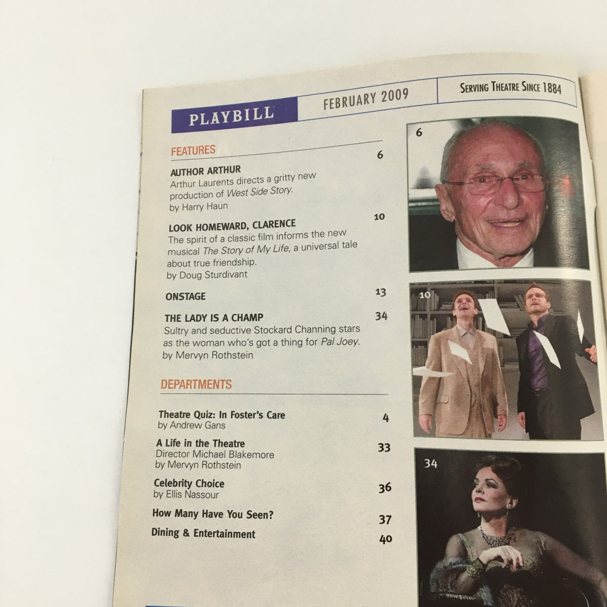 Inside details of the 2009 Playbill for 'Distracted,' including a February 2009 section and content about the production at Harold and Miriam Steinberg Center.