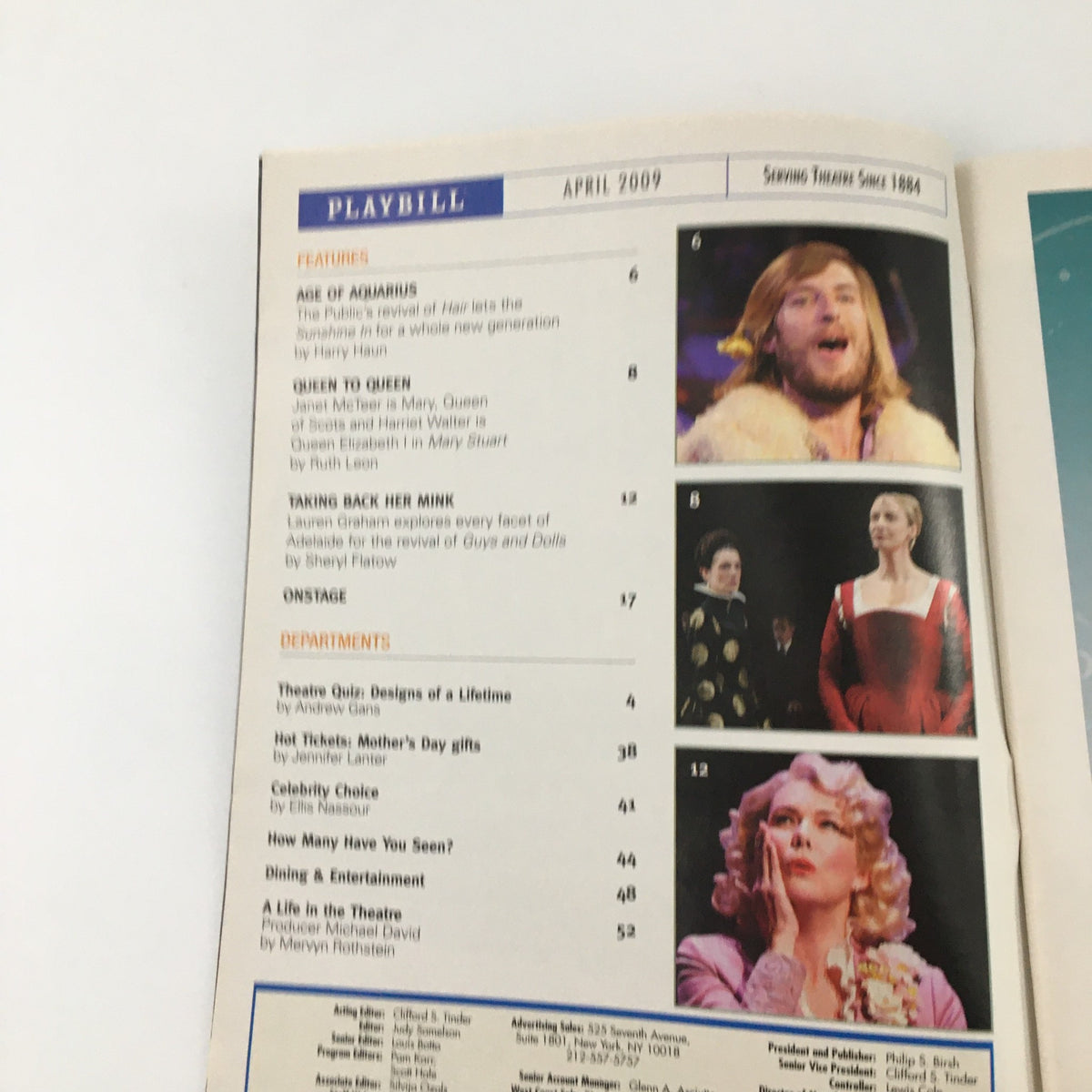 2009 Playbill Mitzi E. Newhouse 'Happiness' featuring the opening credits and cast highlights, showcasing performances from Fred Applegate and Sebastian Arcelus.