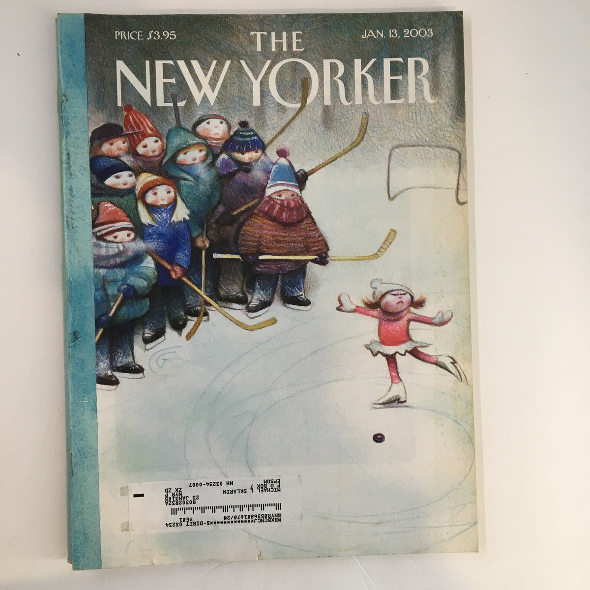 The New Yorker Full Magazine January 13 2003 cover featuring colorful illustration of children on ice skates watching a figure skater.