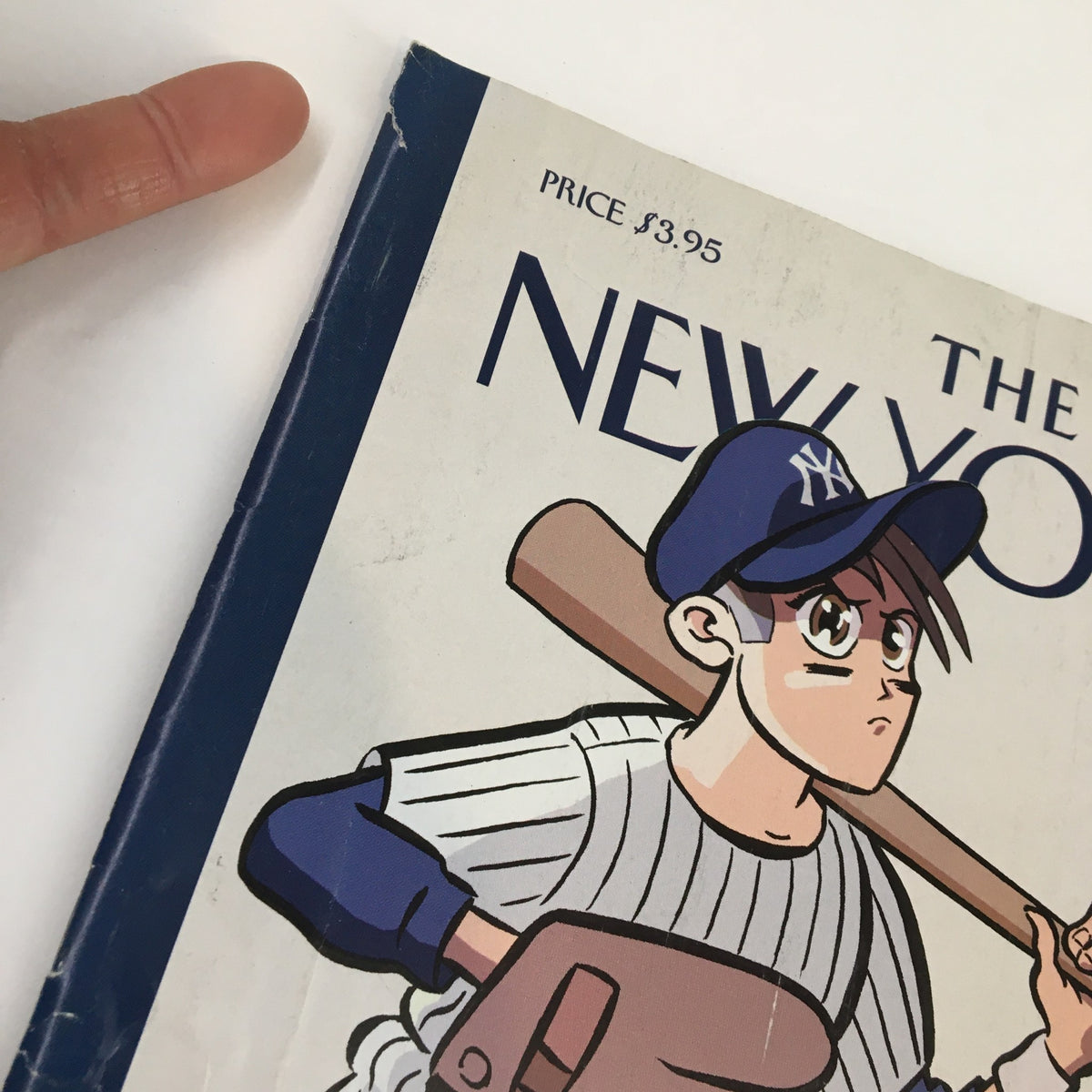 A close-up of the May 5, 2003, The New Yorker magazine cover, highlighting the illustrated baseball player and the title.