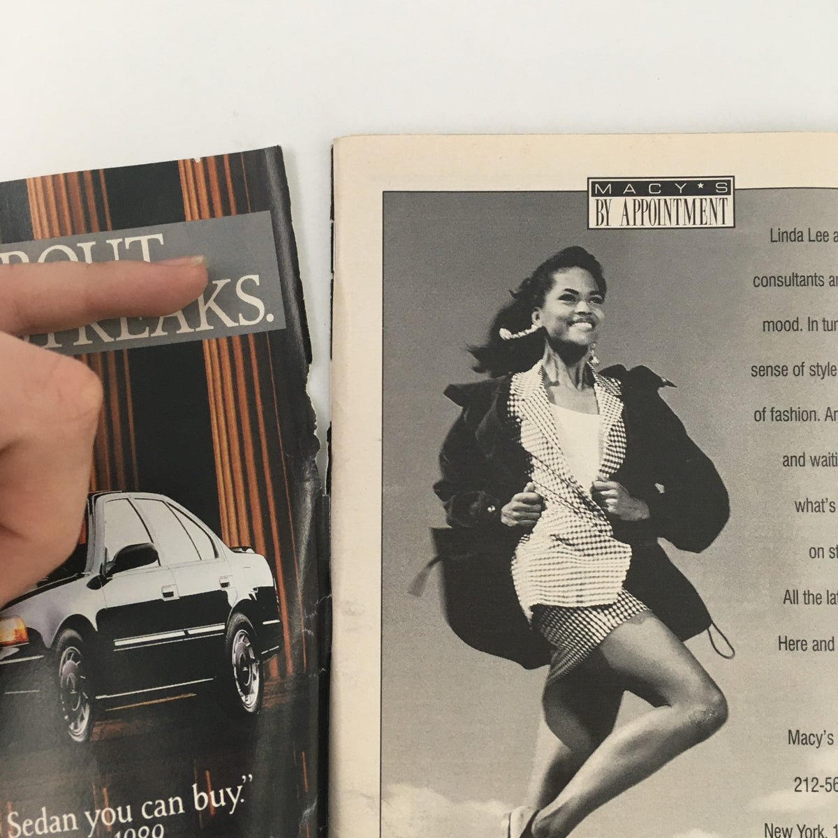 1992 Playbill Royale Theatre 'Conversations with my Father' featuring Linda Lee and Macy's advertisement, showcasing a fashion model in a stylish outfit.