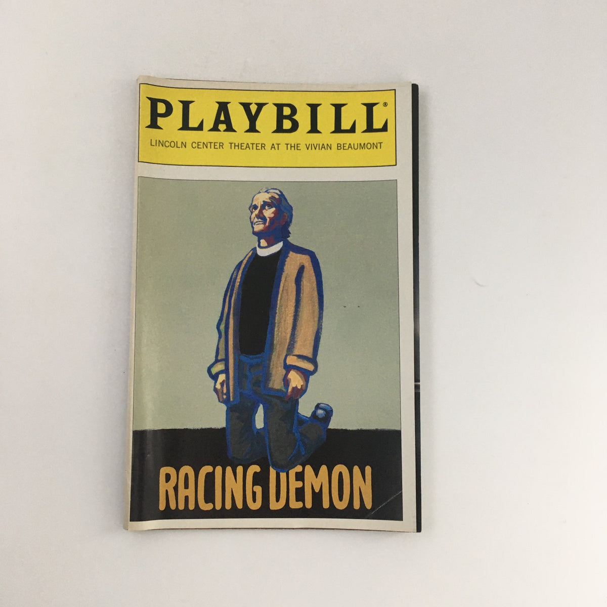 1995 Playbill Lincoln Center Theater 'Racing Demon' featuring cover artwork depicting a character from the play.