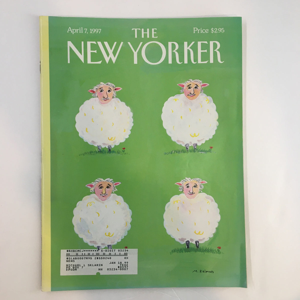 Cover of The New Yorker Magazine April 7 1997 featuring colorful sheep illustrations by Maira Kalman.