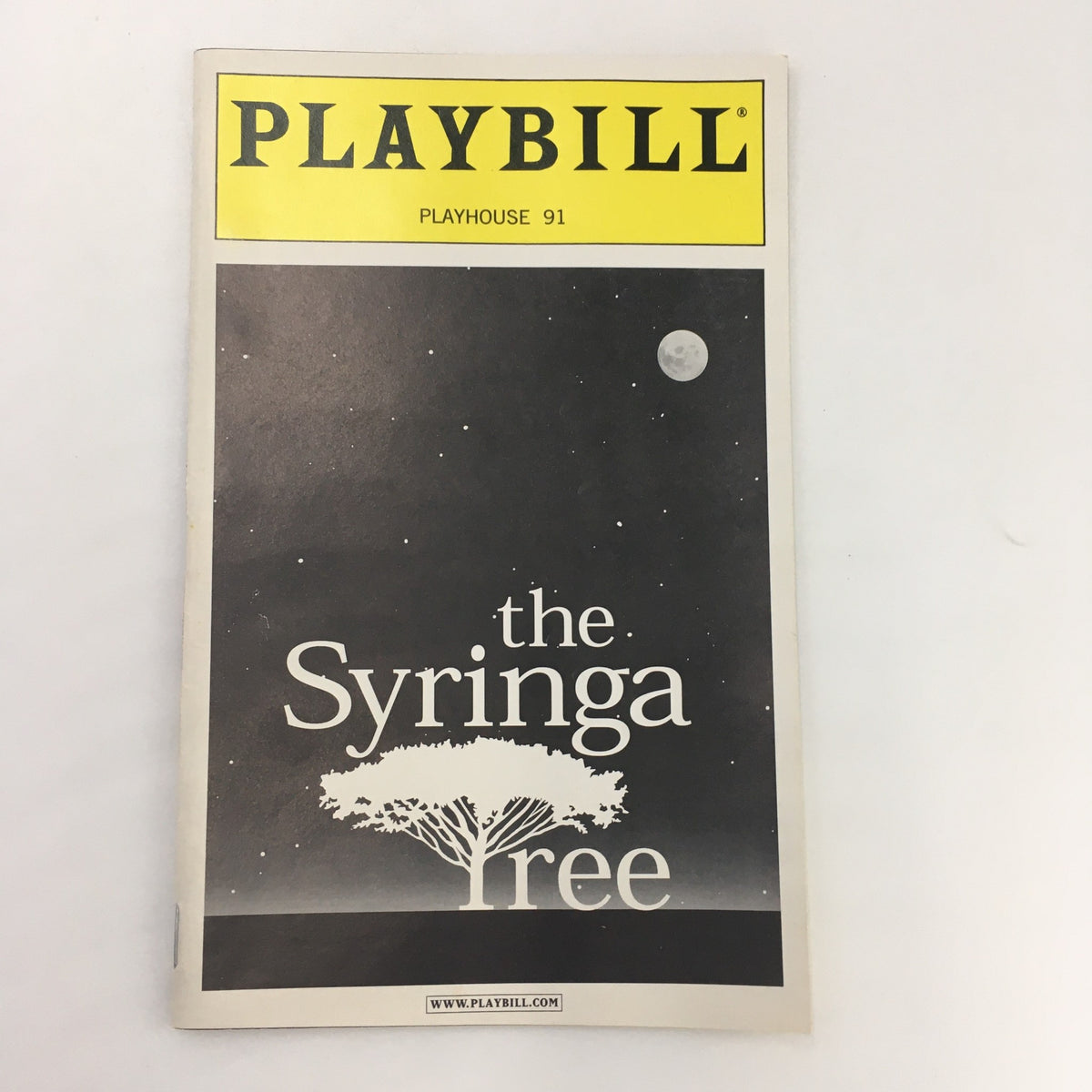 2001 Playbill for Playhouse 91 featuring 'The Syringa Tree' by Pamela Gien with a black cover and tree graphic.