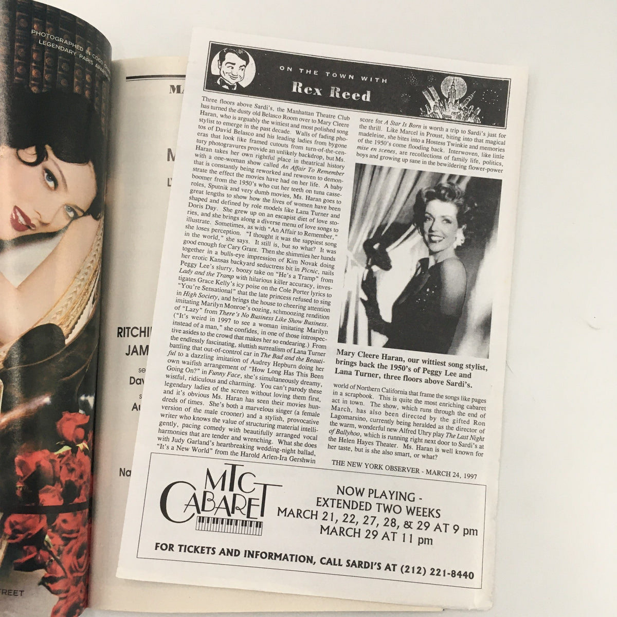 Another interior page of the 1997 Playbill for Dealer's Choice featuring an advertisement for an extended performance of a cabaret show.