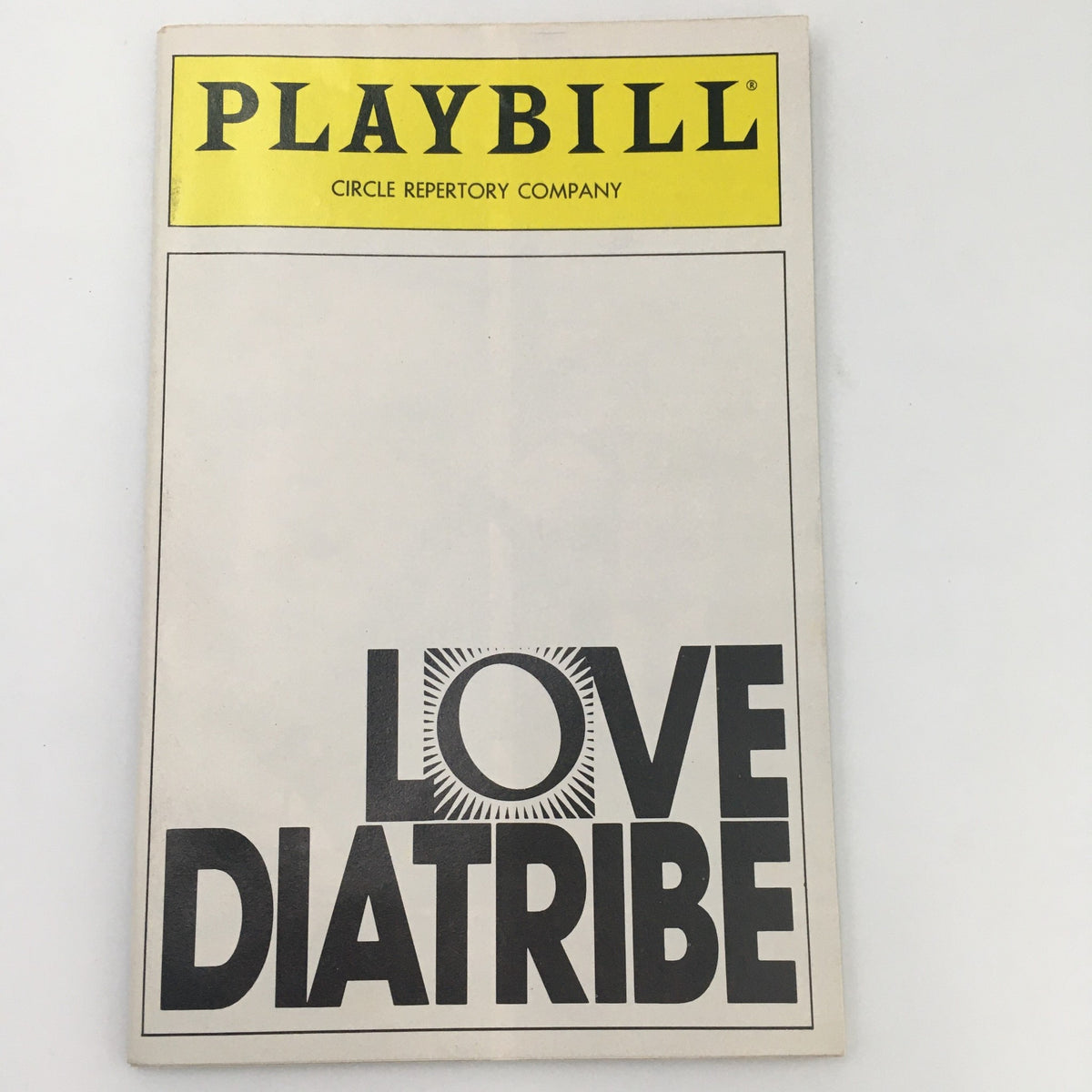 1990 Playbill for Circle Repertory Company's production 'Love Diatribe' featuring bold typography and a classic design.