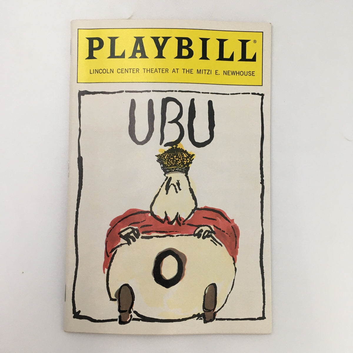 1989 Playbill Lincoln Center Theater Mitzi E. Newhouse 'Ubu' featuring a colorful cover illustration of the character Ubu, representing Alfred Jarry's absurdist play.