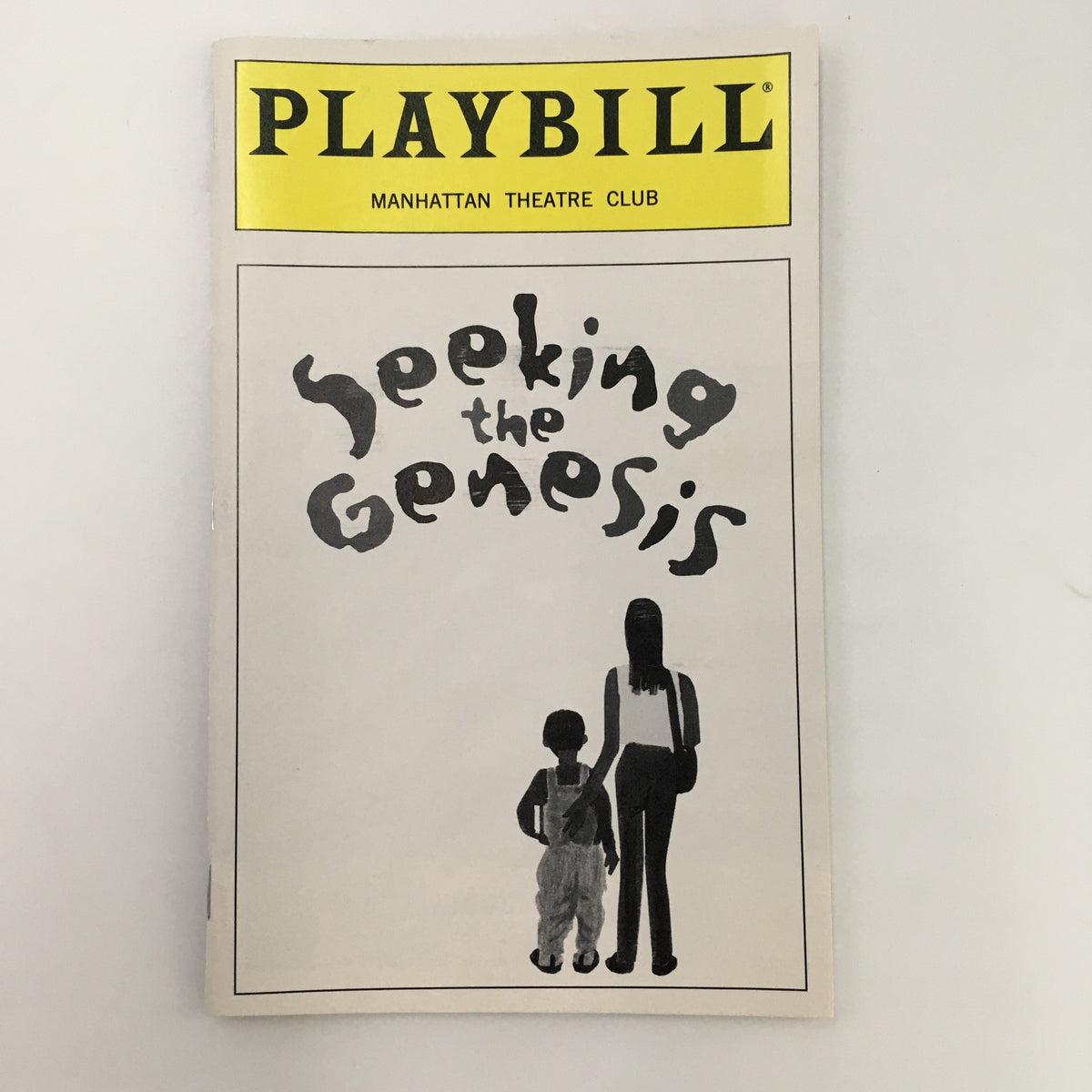 1997 Playbill for the Manhattan Theatre Club production 'Seeking the Genesis' by Kia Corthron featuring artistic cover design with silhouettes of two figures.