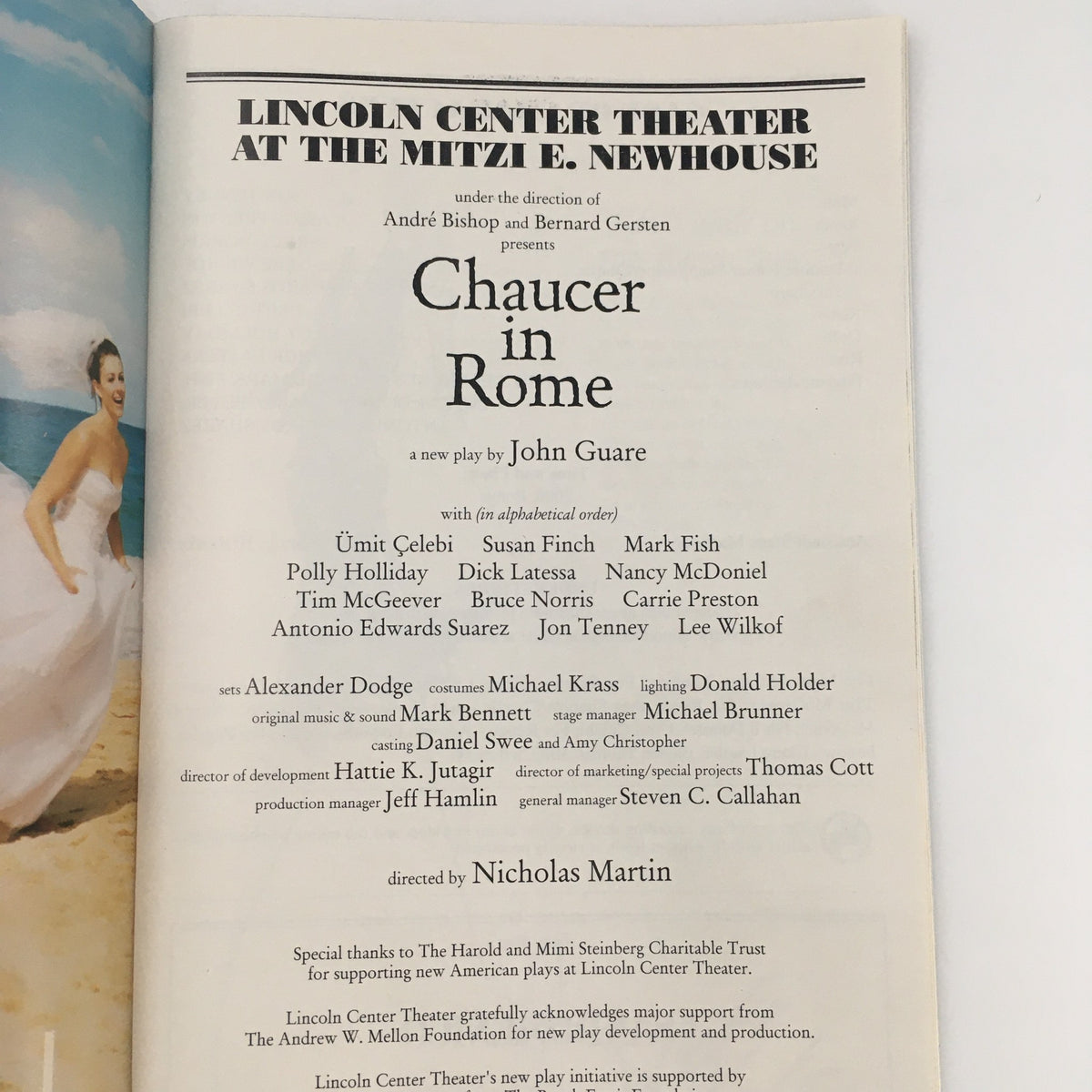 2001 Playbill for 'Chaucer in Rome' by John Guare at Lincoln Center Mitzi E. Newhouse Theater, featuring cast and production details.
