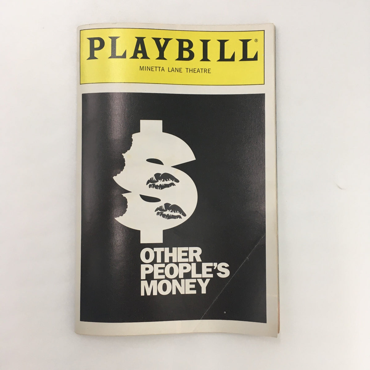 1989 Playbill for 'Other People's Money' by Jerry Sterner at Minetta Lane Theatre, featuring a dollar sign graphic.