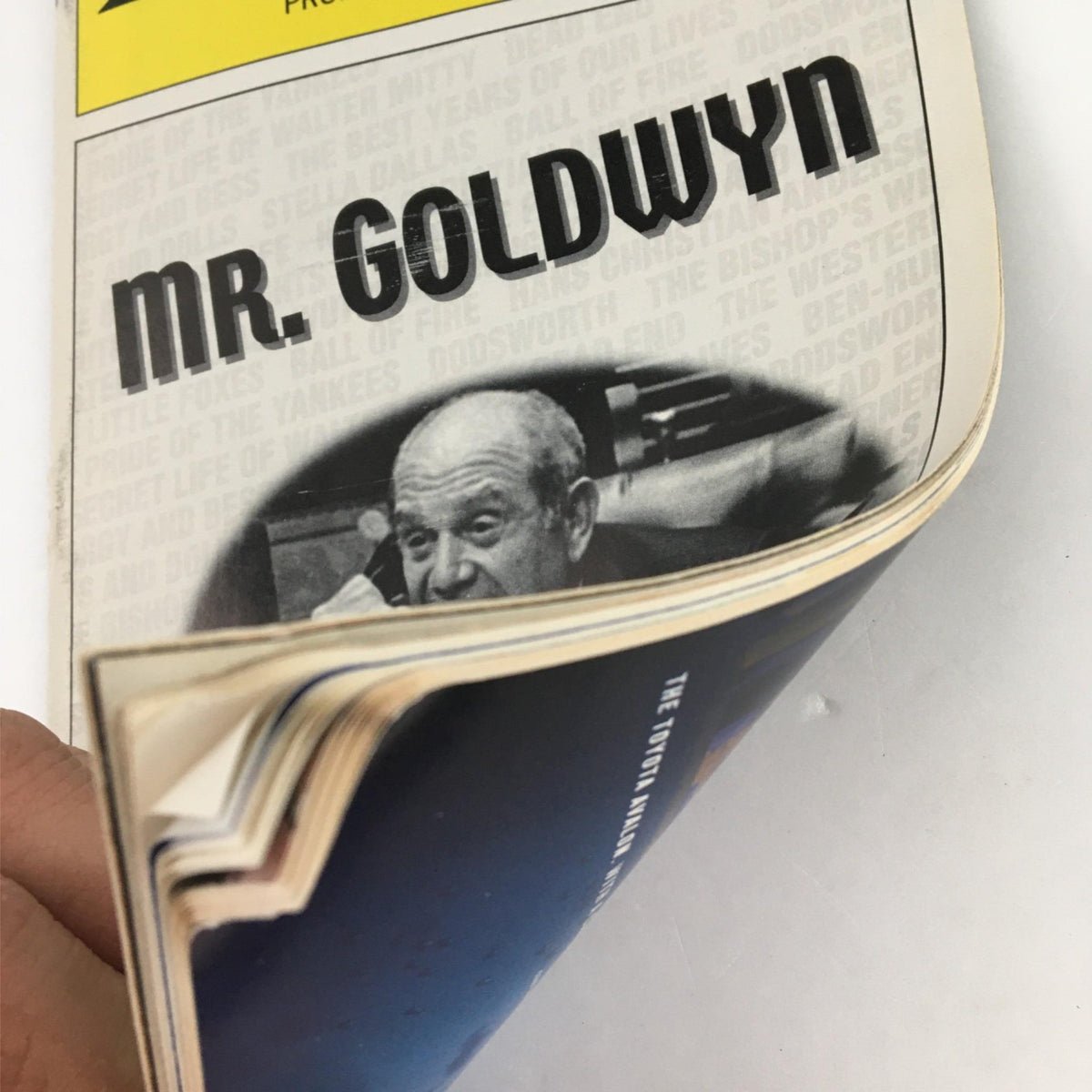 Interior page of the 2002 Playbill for 'Mr. Goldwyn', displaying an image from the production and the title.