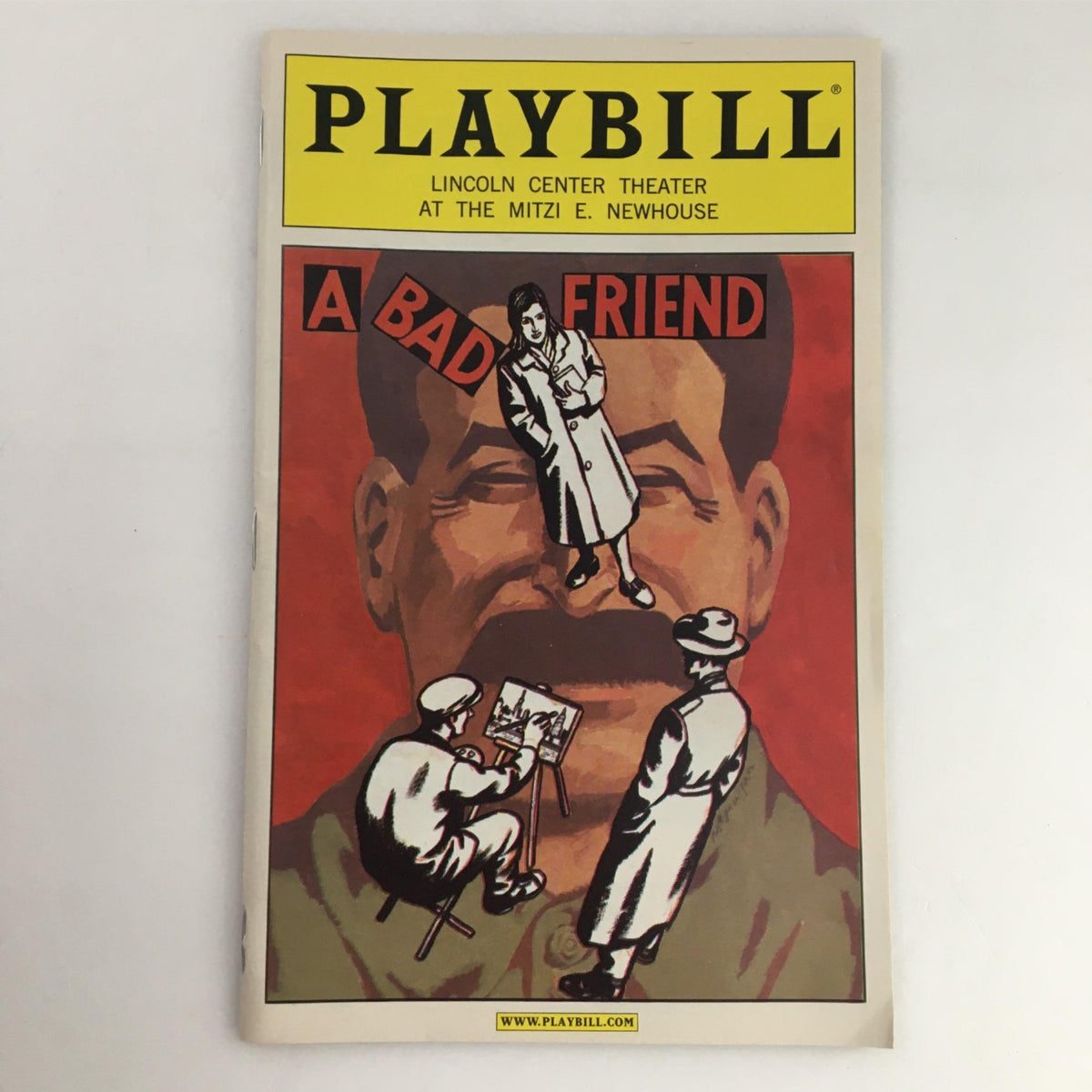 2003 Playbill for A Bad Friend, featuring an artistic cover illustration depicting key themes of the play, produced by Lincoln Center Theater at the Mitzi E. Newhouse.
