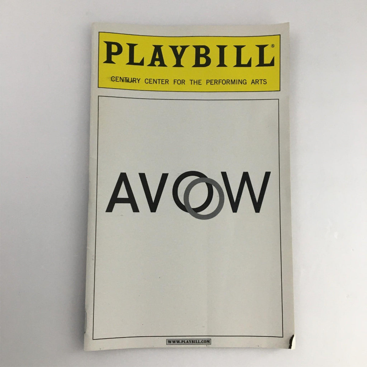 2000 Playbill Avow cover featuring bold title 'Avow' from Century Center for the Performing Arts.