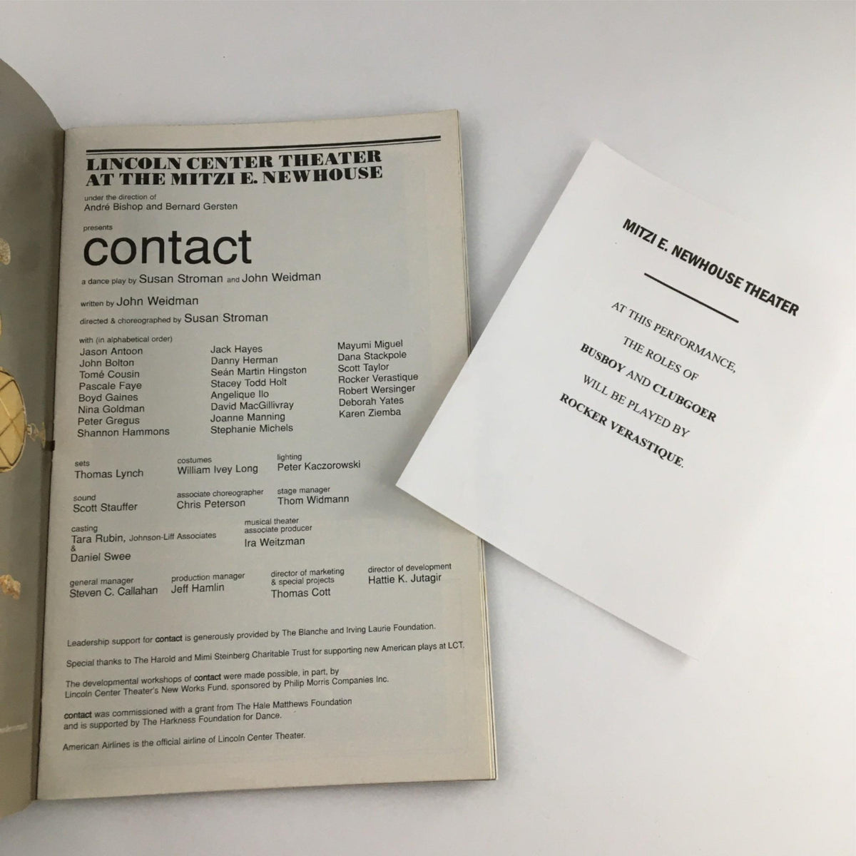 1999 Playbill Contact from Lincoln Center Theater, featuring credits and cast list in an elegant layout at the Mitzi E. Newhouse Theater.