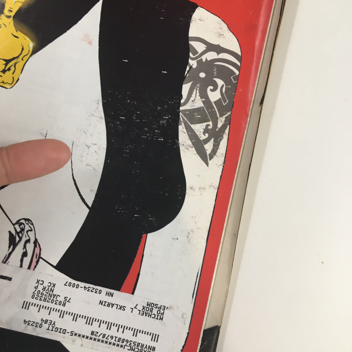 Close-up detail of the cover of The New Yorker Full Magazine March 1 2004, showcasing elements of the 'Wardrobe Malfunction' design.