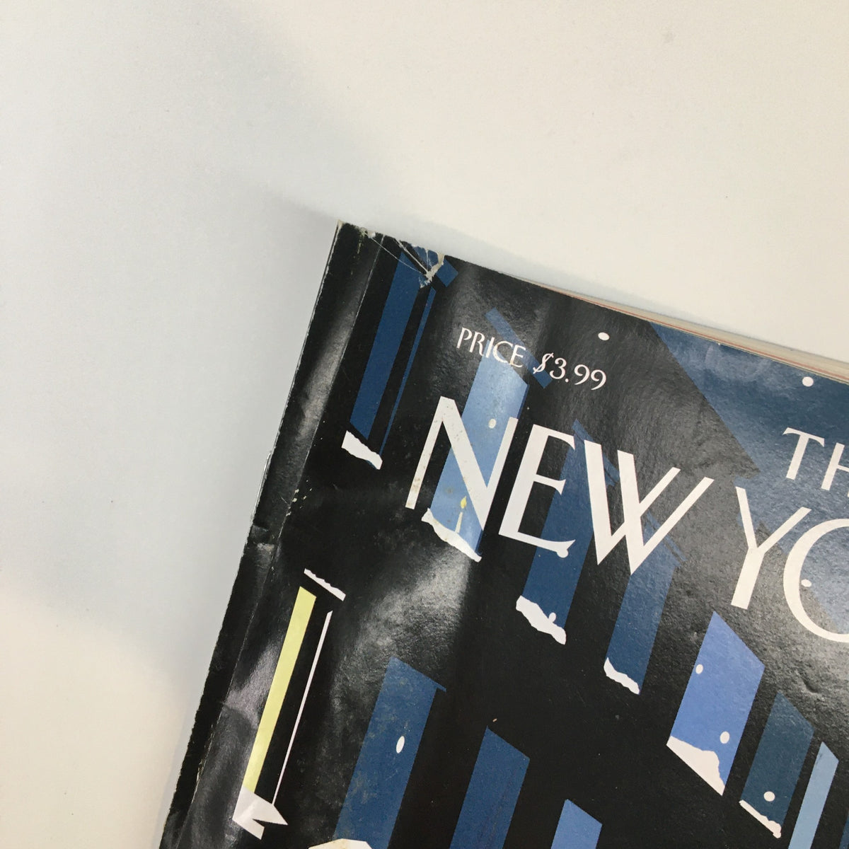 Close-up view of the top corner of The New Yorker Magazine January 9, 2006, showing the magazine's edge and price of $3.99.