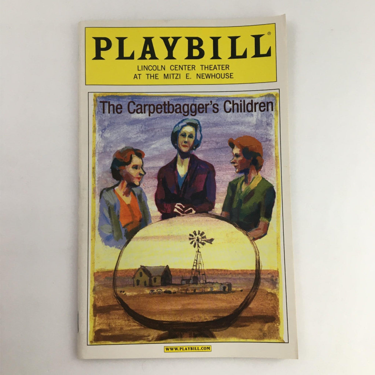 2002 Playbill for The Carpetbagger's Children at Lincoln Center Theater featuring an artistic cover illustration with three characters in conversation.