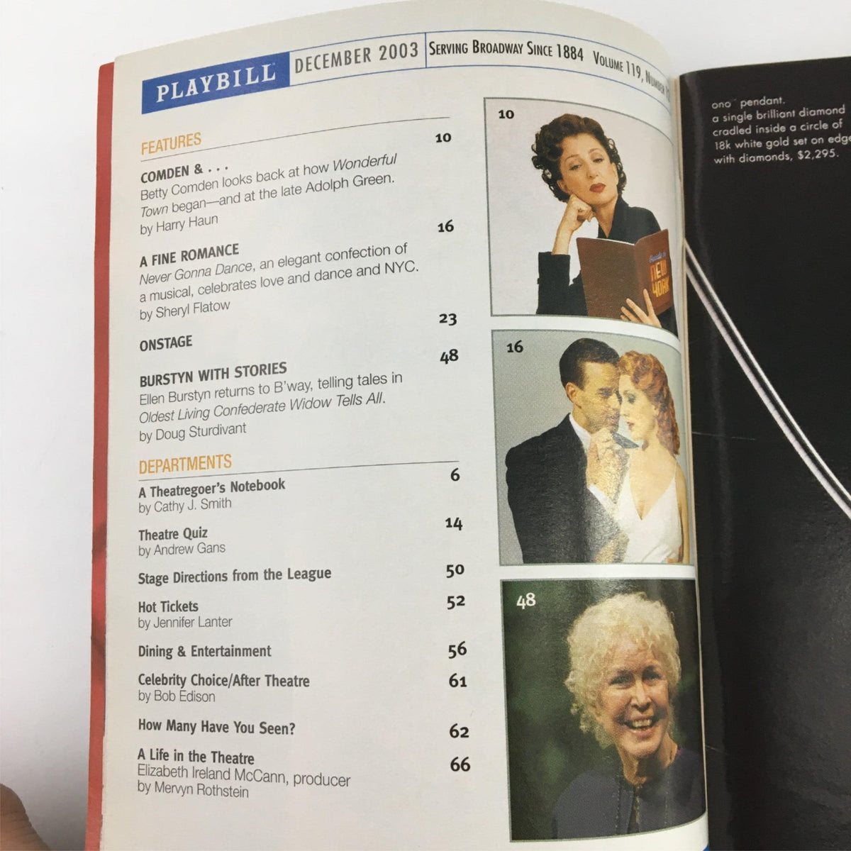 Inside page of the 2003 Playbill for The Retreat from Moscow featuring magazine articles and features.