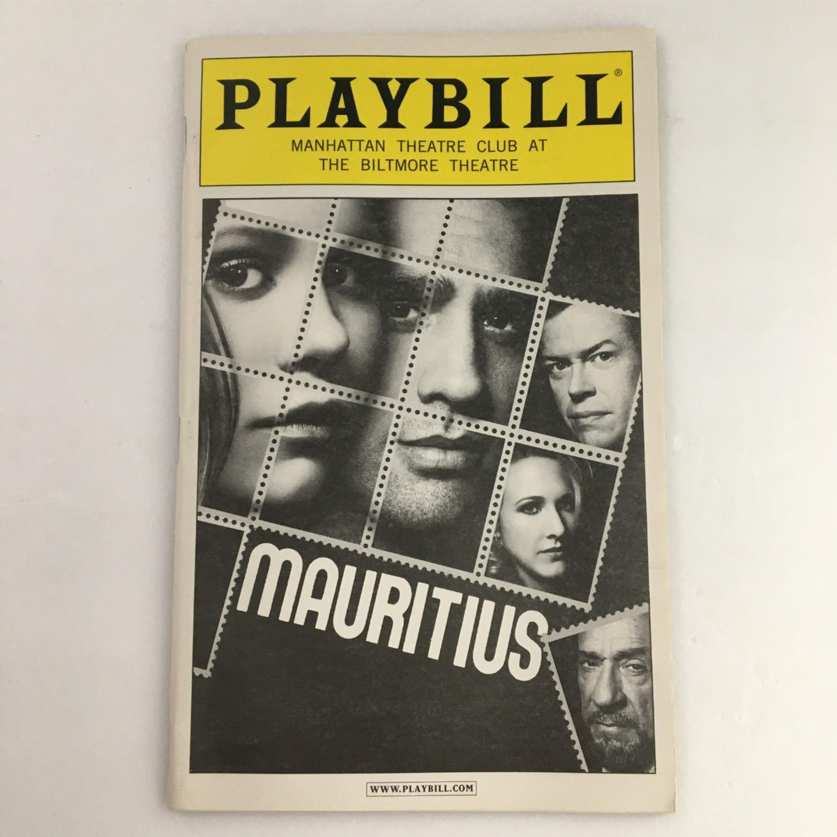 Cover of the 2007 Playbill for Mauritius presented by the Manhattan Theatre Club at the Biltmore Theatre, featuring striking images of the cast.