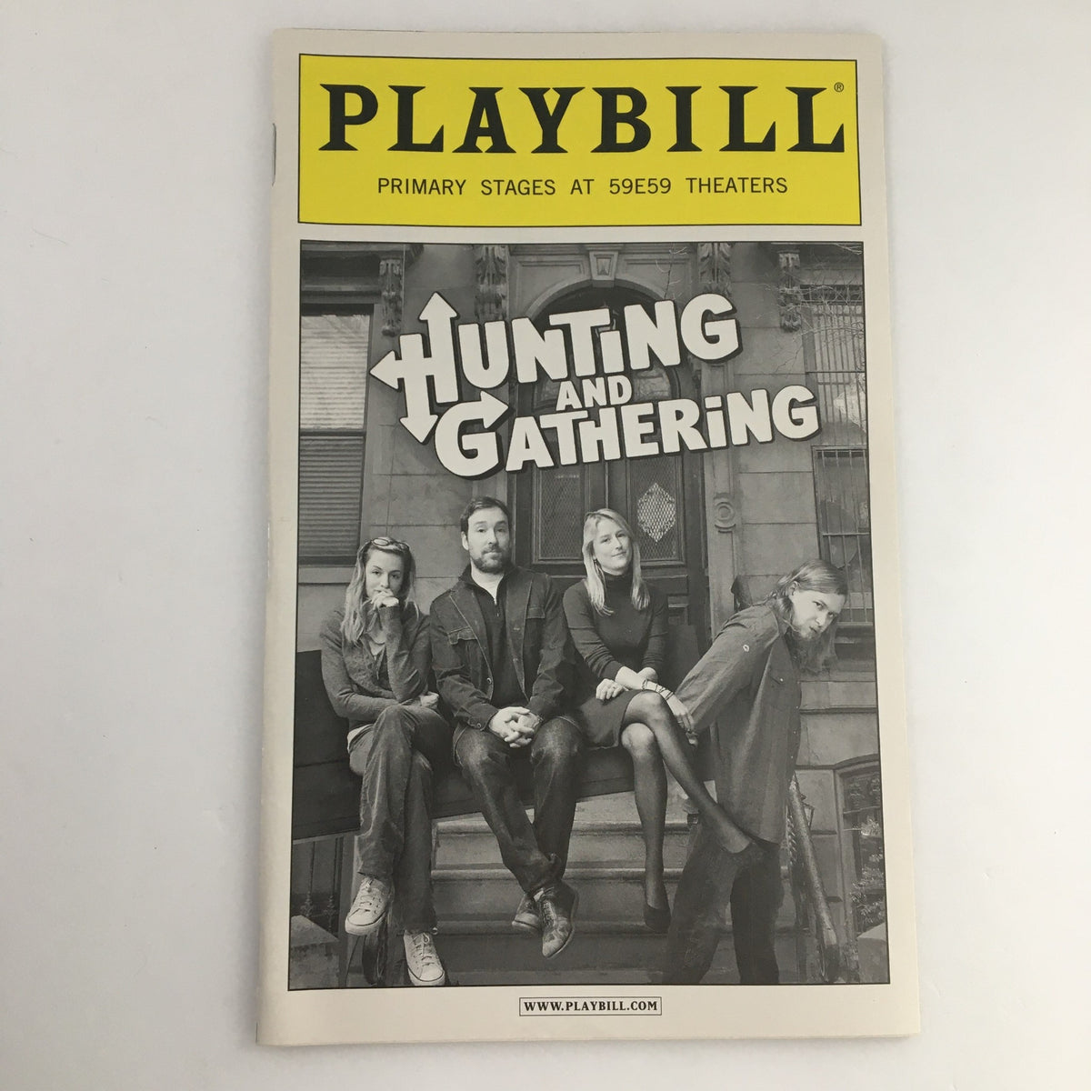 2008 Playbill for 'Hunting and Gathering' at 59E59 Theaters featuring Michael Chernus, showcasing a black and white cover image with the title prominently displayed.